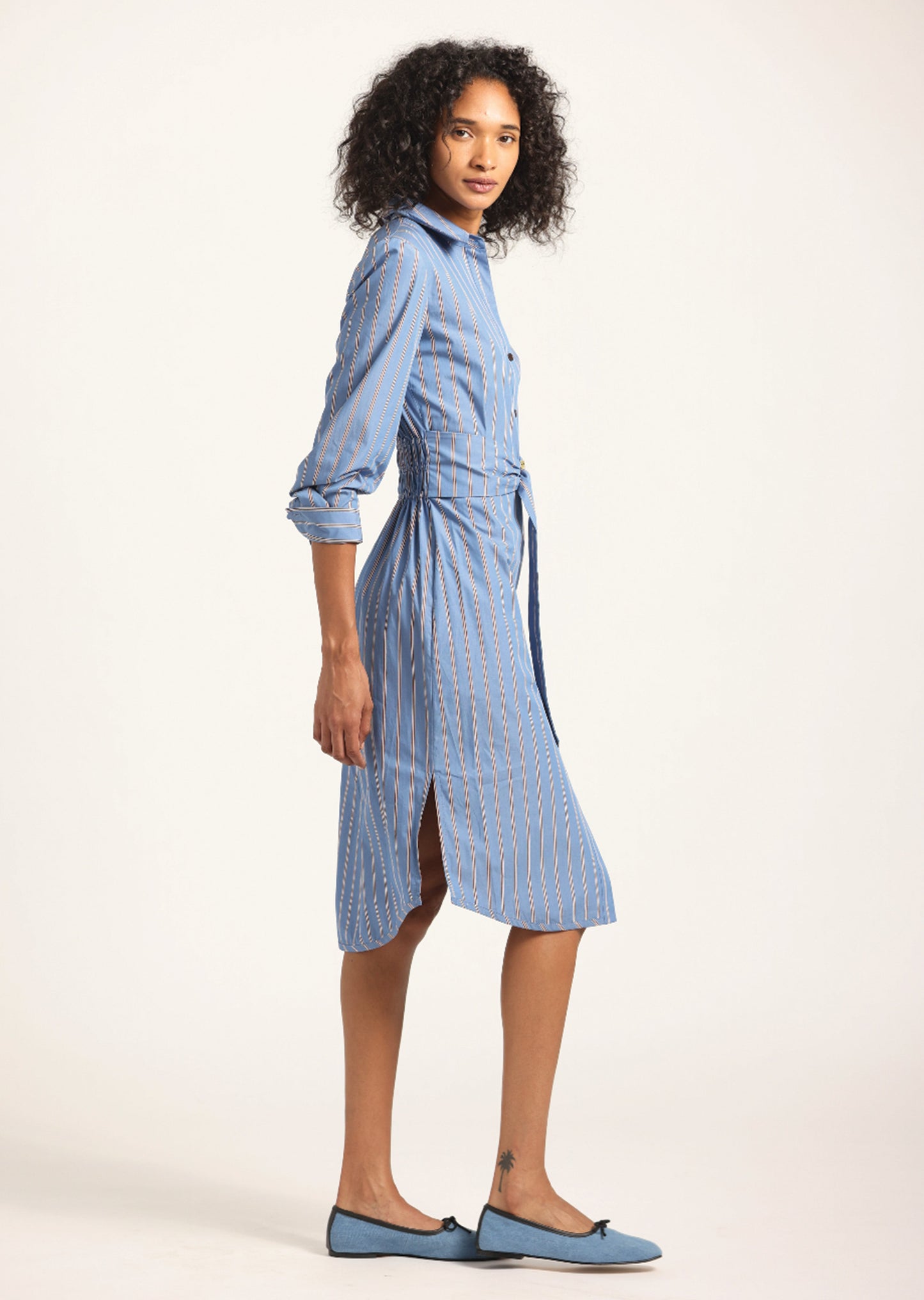 Veronica Belted Shirt Dress - Cezanne Blue Stripe