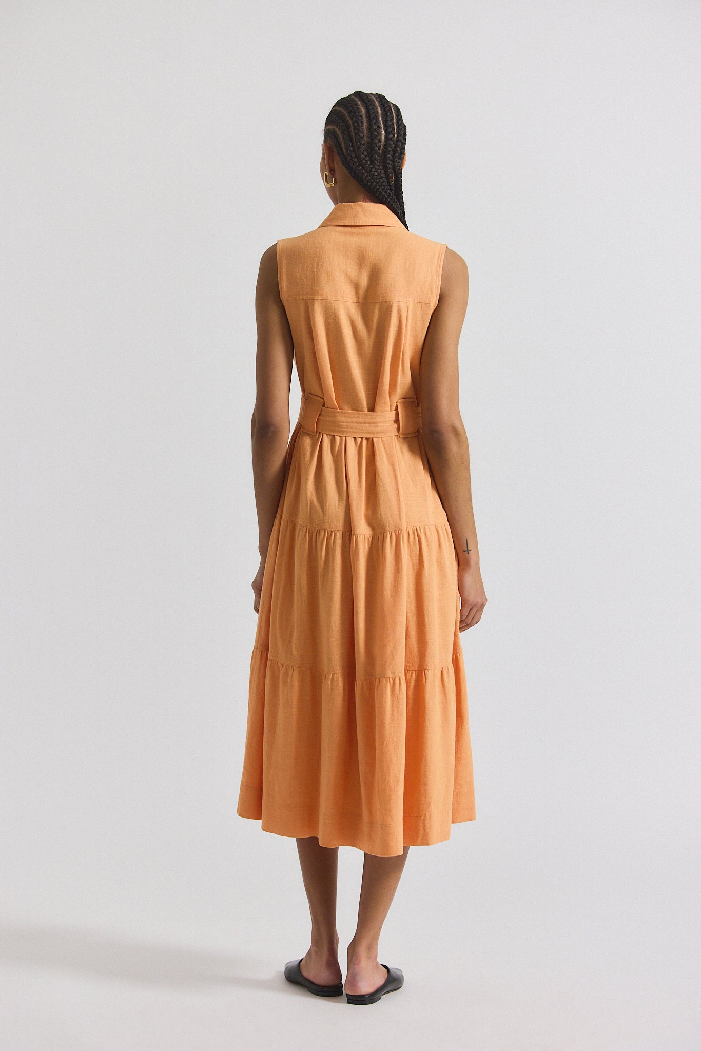 Florence Sleeveless Shirt Dress - Papaya