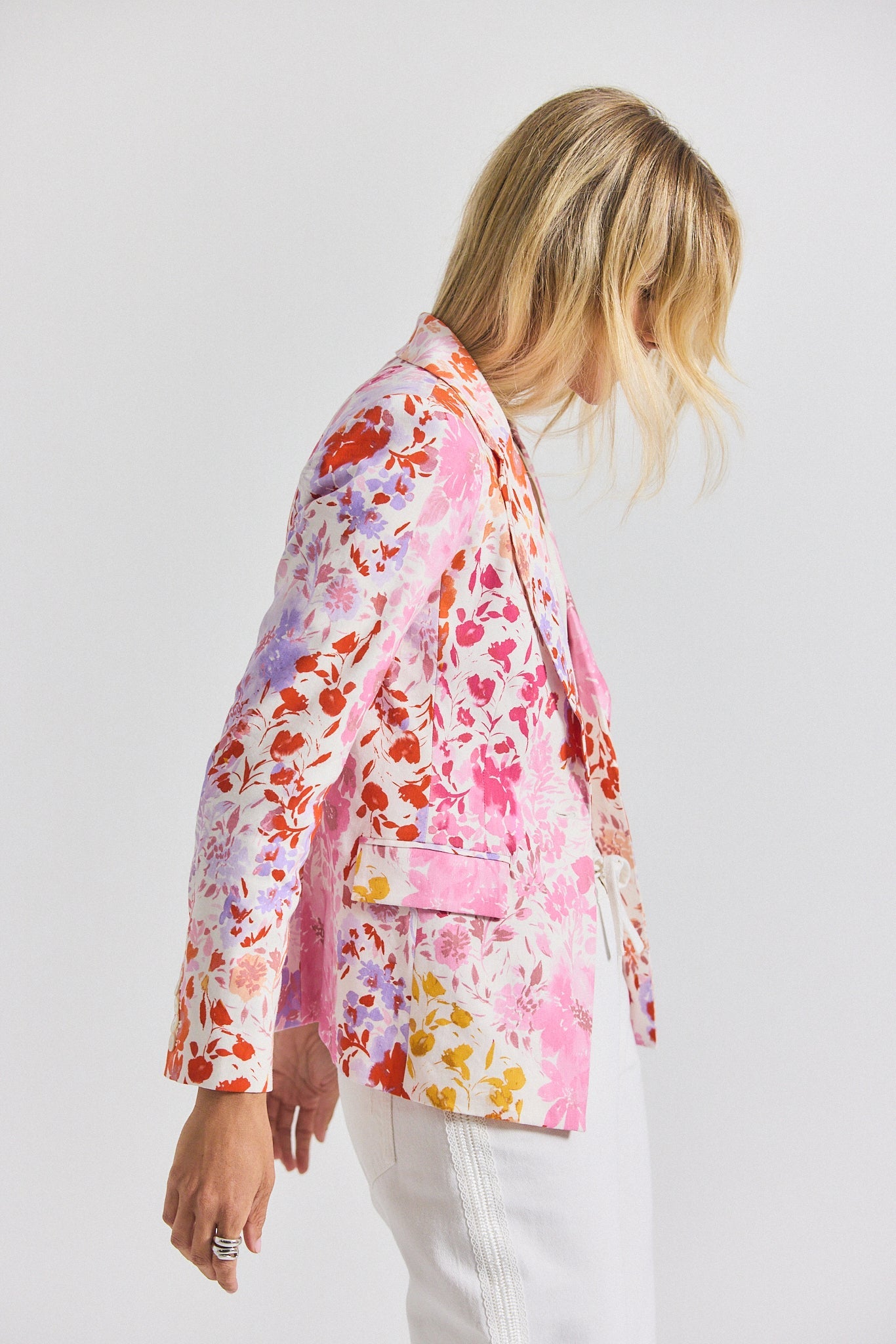 Irina Floral Printed Stretch Linen Blazer - Rose Multi
