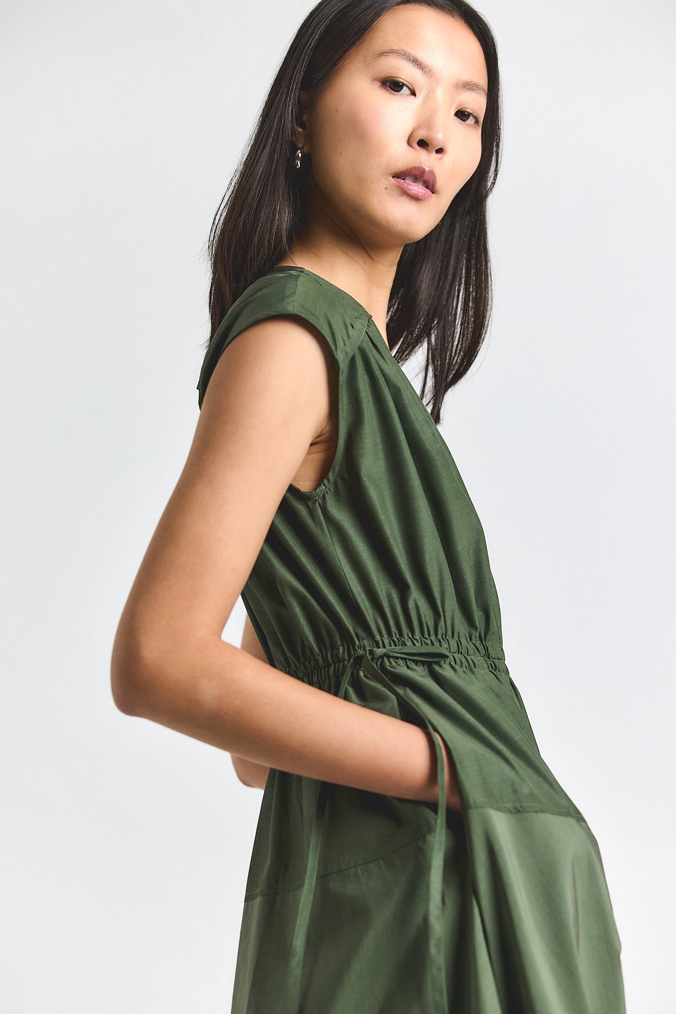 Nara Cotton Poly Poplin Applique Dress - Fatigue-Seafoam
