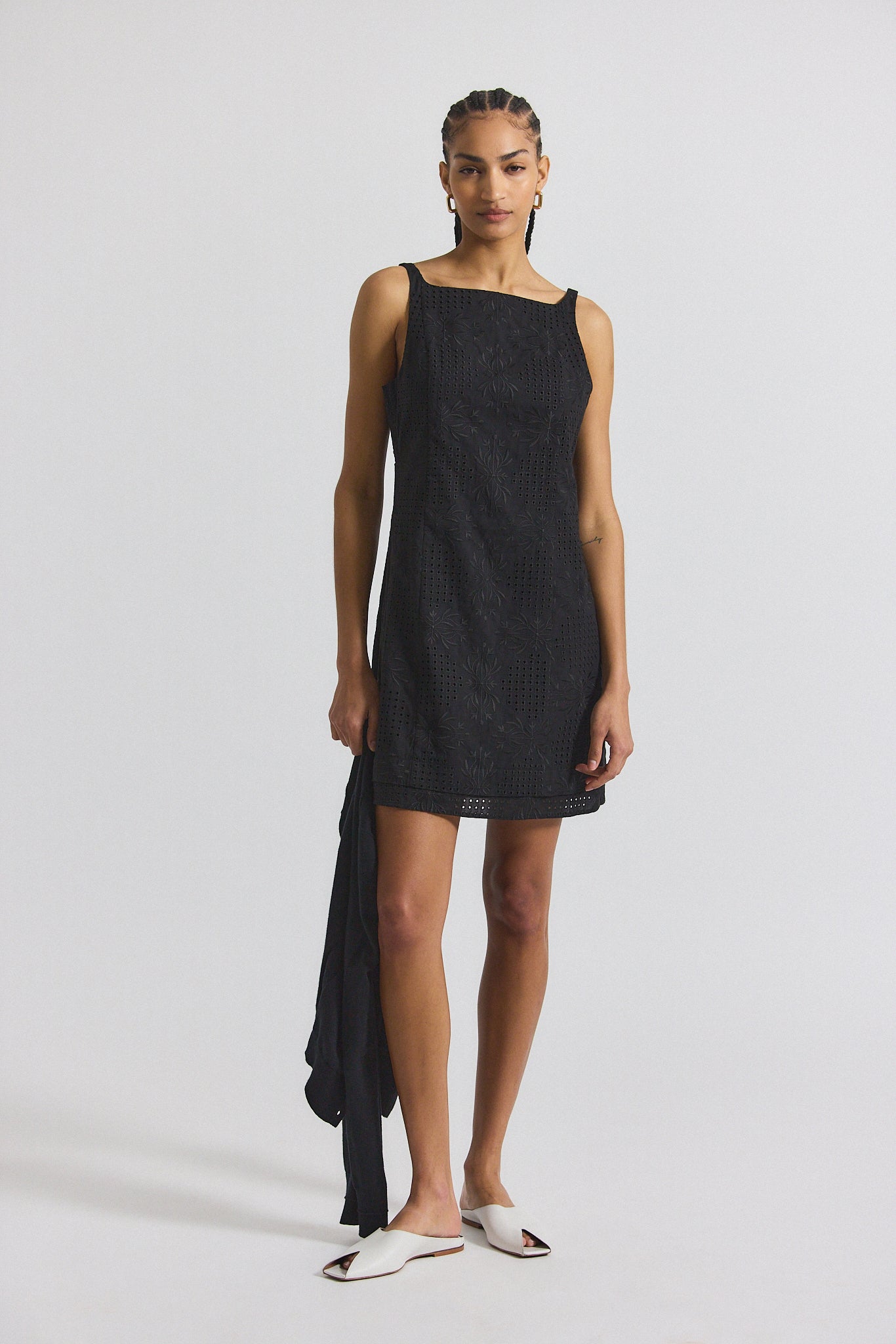 Saige Garden Tile Eyelet Mini Dress - Black
