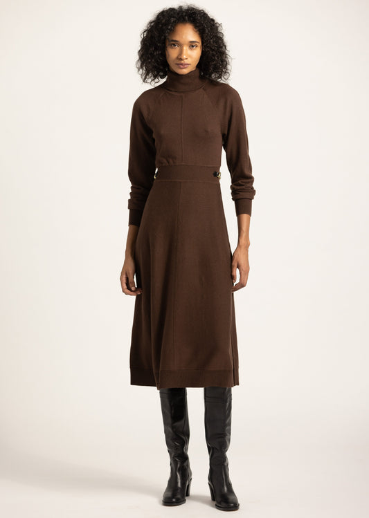 Becky Raglan Horsebit Sweater Dress - Chocolate