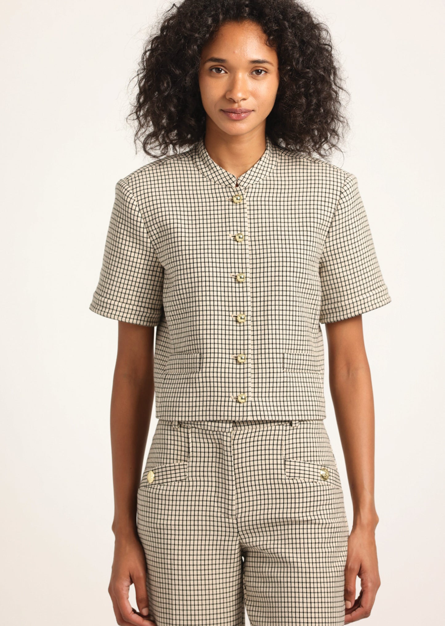 Grace Short Sleeve Jacket - Biscuit Multi