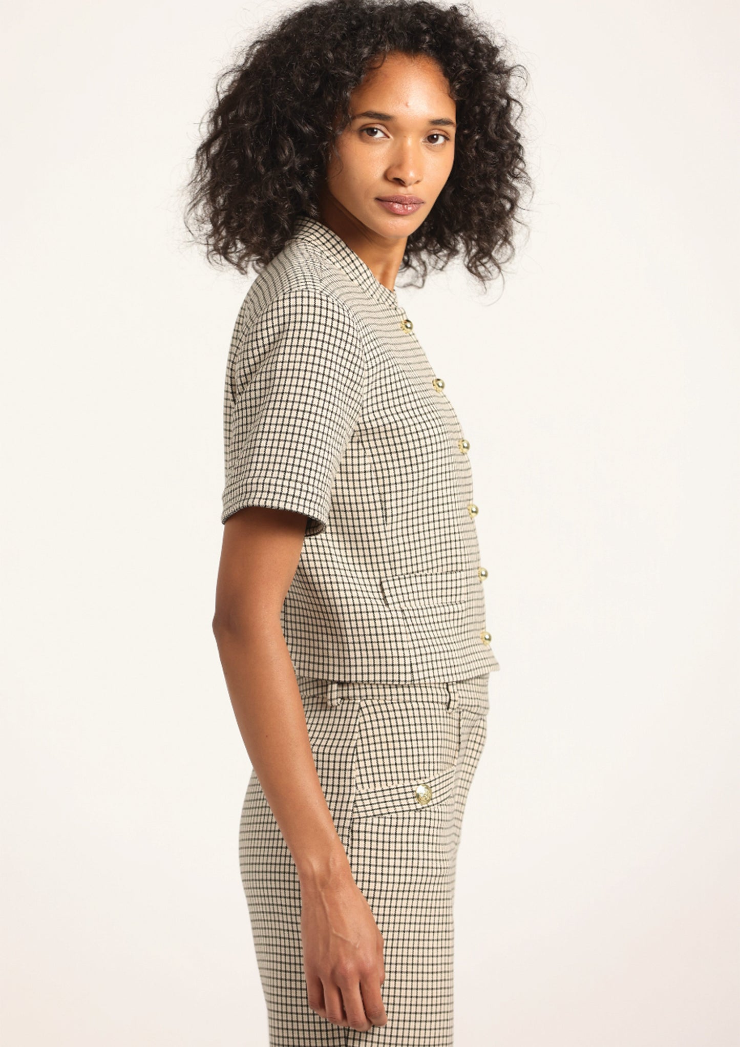 Grace Short Sleeve Jacket - Biscuit Multi