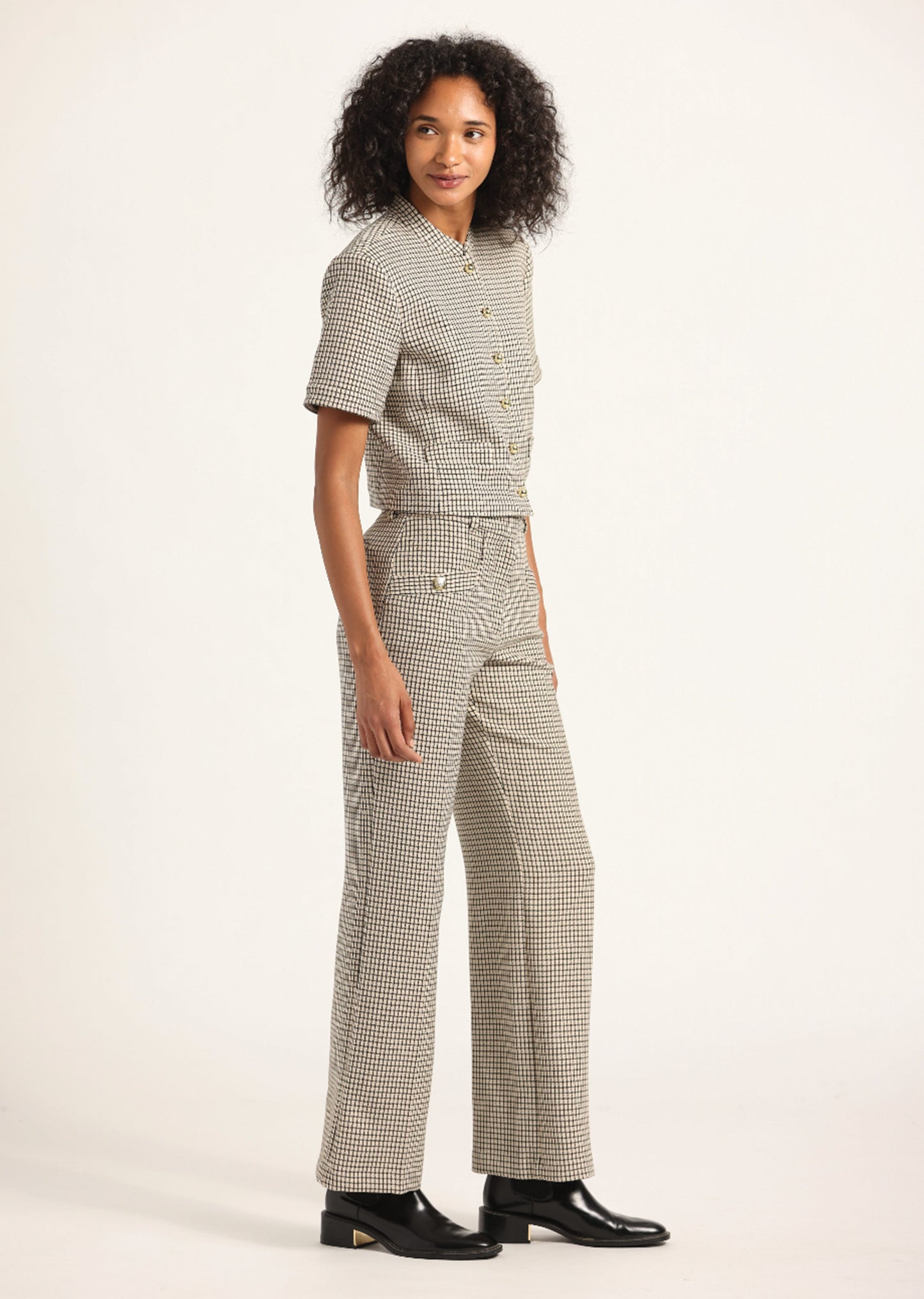 Nell Wide Leg Pant - Biscuit Multi