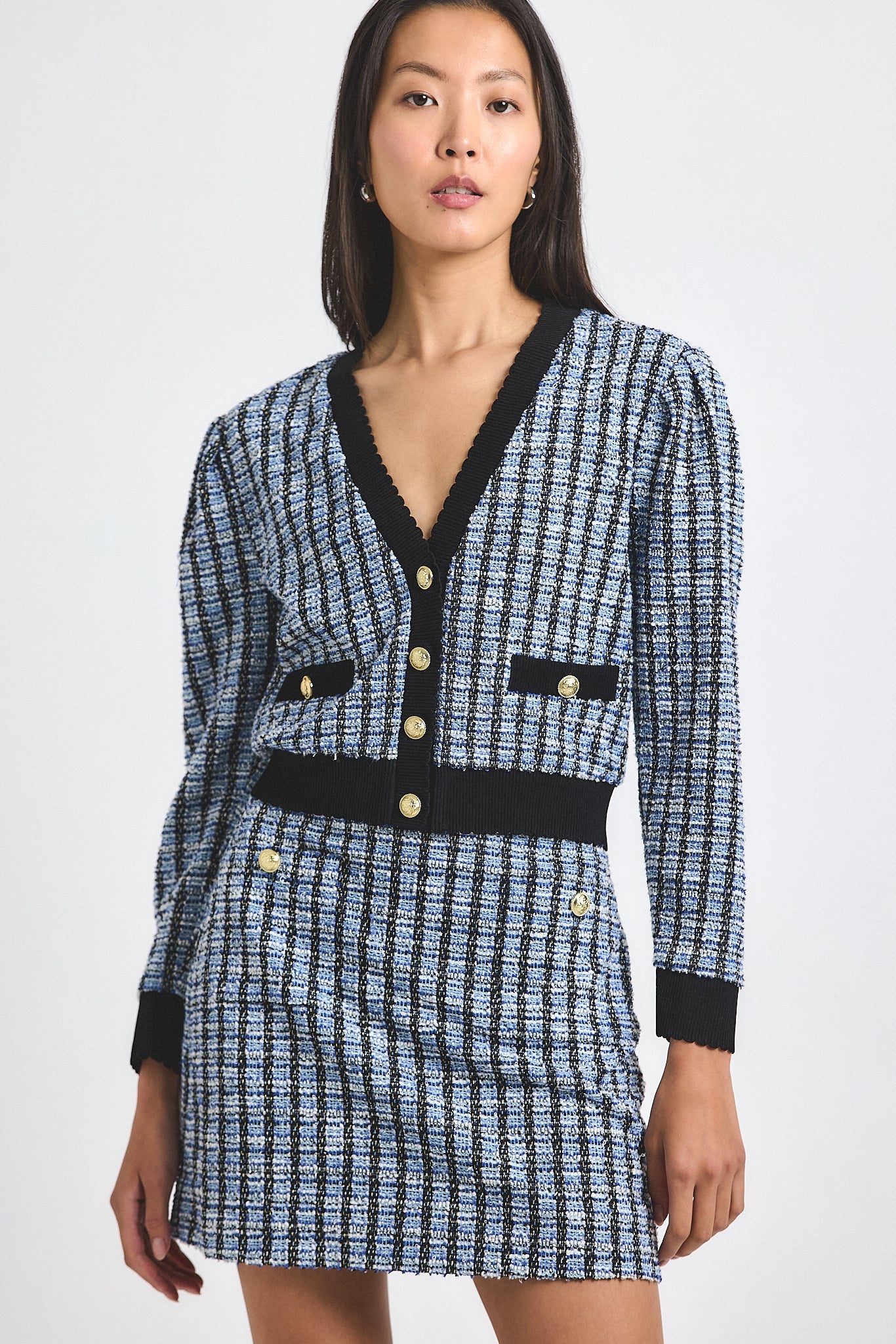 Alira Stretch Tweed Mini Skirt - Blue Multi