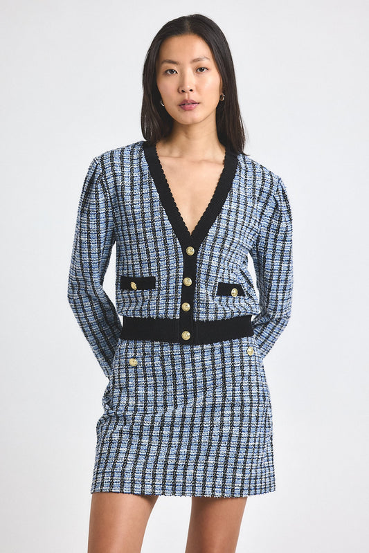 Alira Stretch Tweed Mini Skirt - Blue Multi