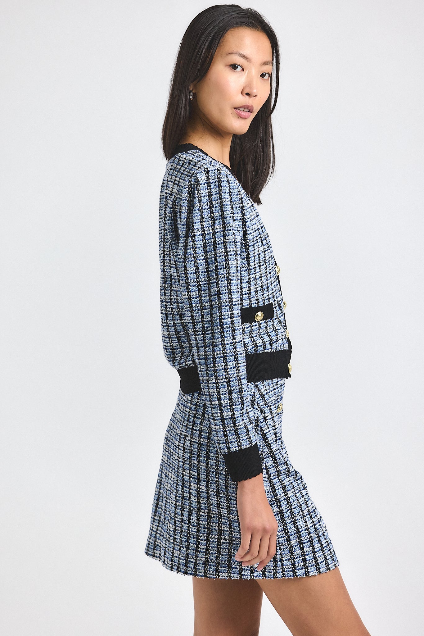 Alira Stretch Tweed Mini Skirt - Blue Multi