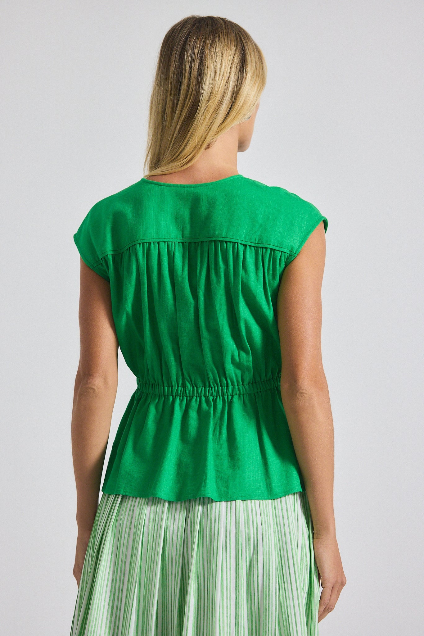 Caroline Tie Front Top - Kelly Green