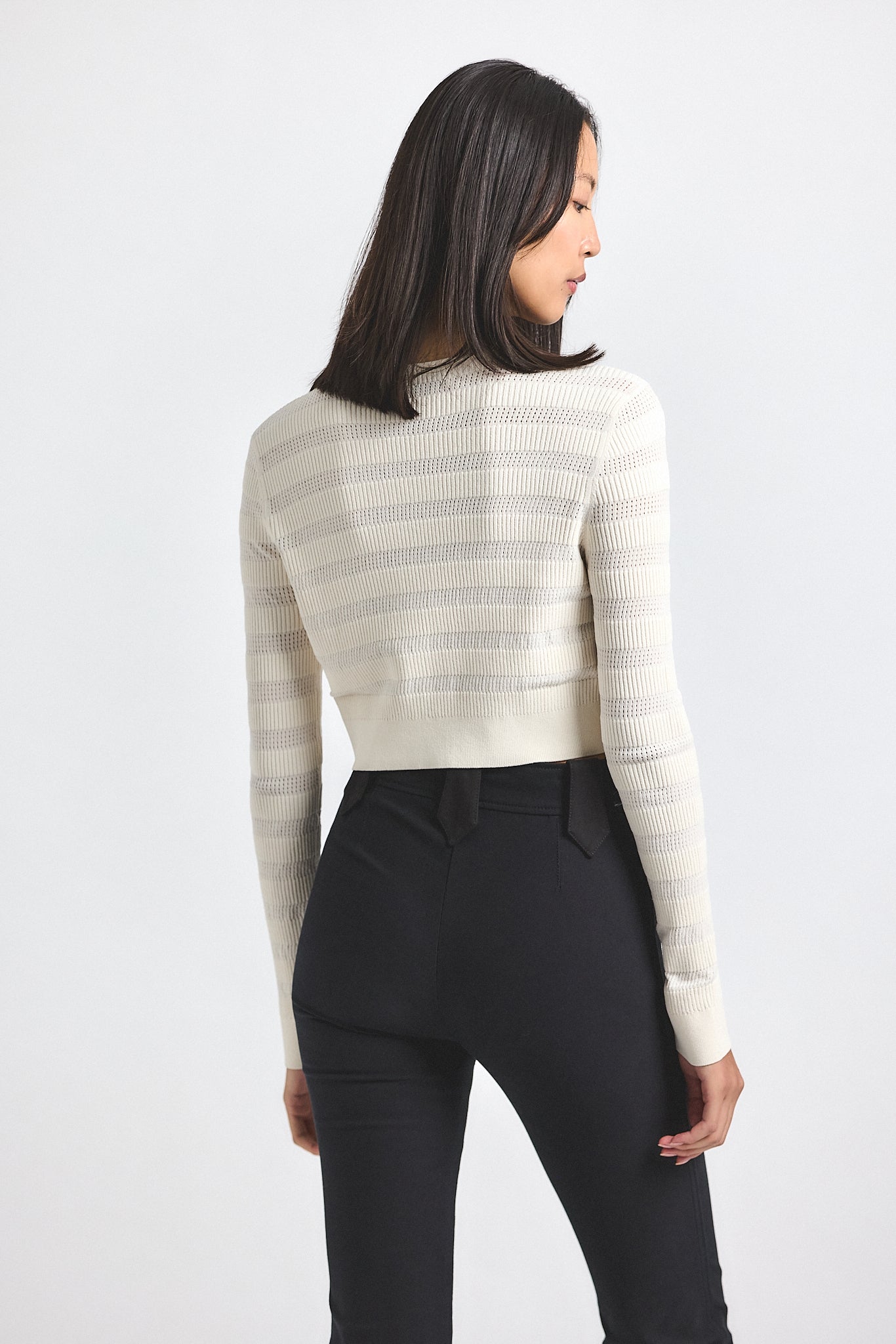Cora Pointelle Knit Cardigan - Blanc de Blanc