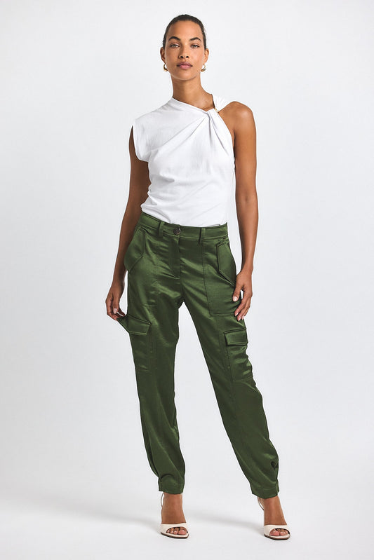 Elian Satin Cargo Pant - Fatigue