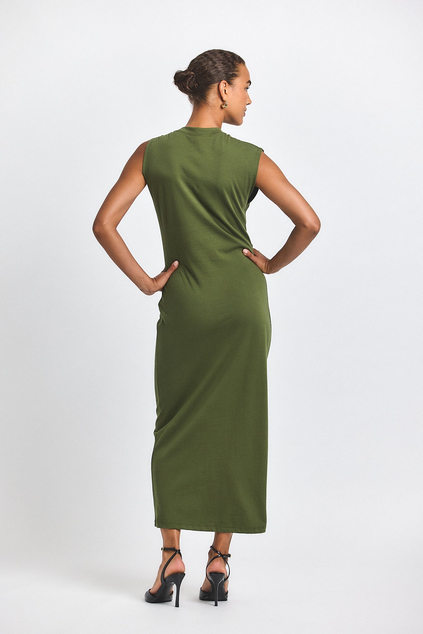 Evelise Assymmetric Embellished Twist Dress - Fatigue