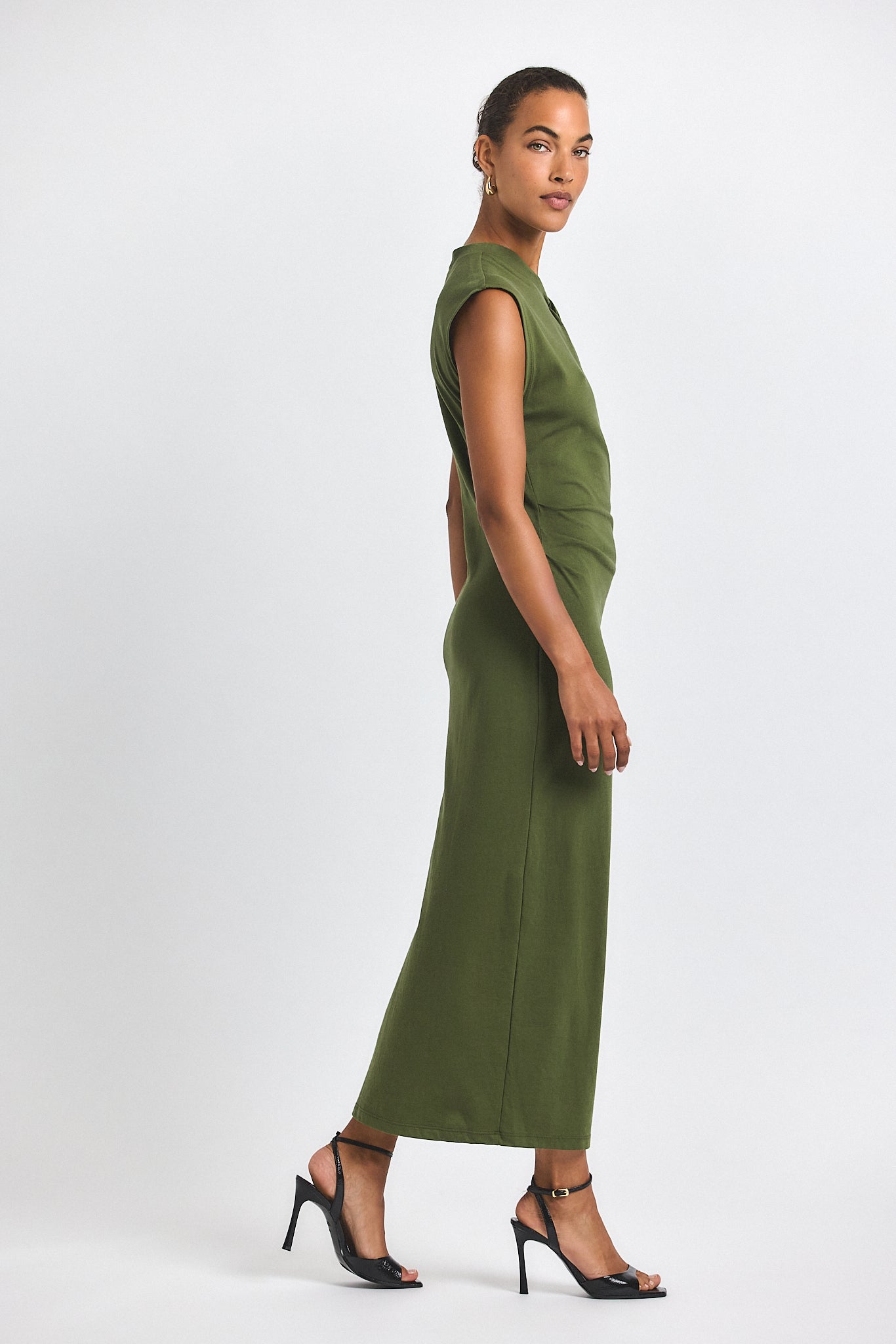Evelise Assymmetric Embellished Twist Dress - Fatigue