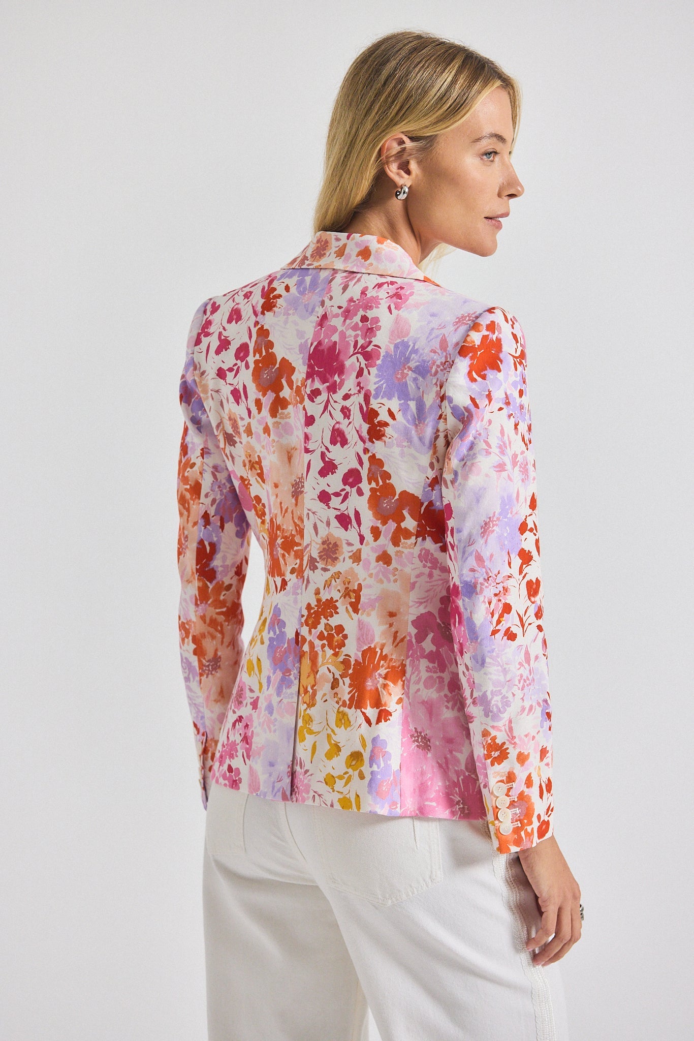 Irina Floral Printed Stretch Linen Blazer - Rose Multi