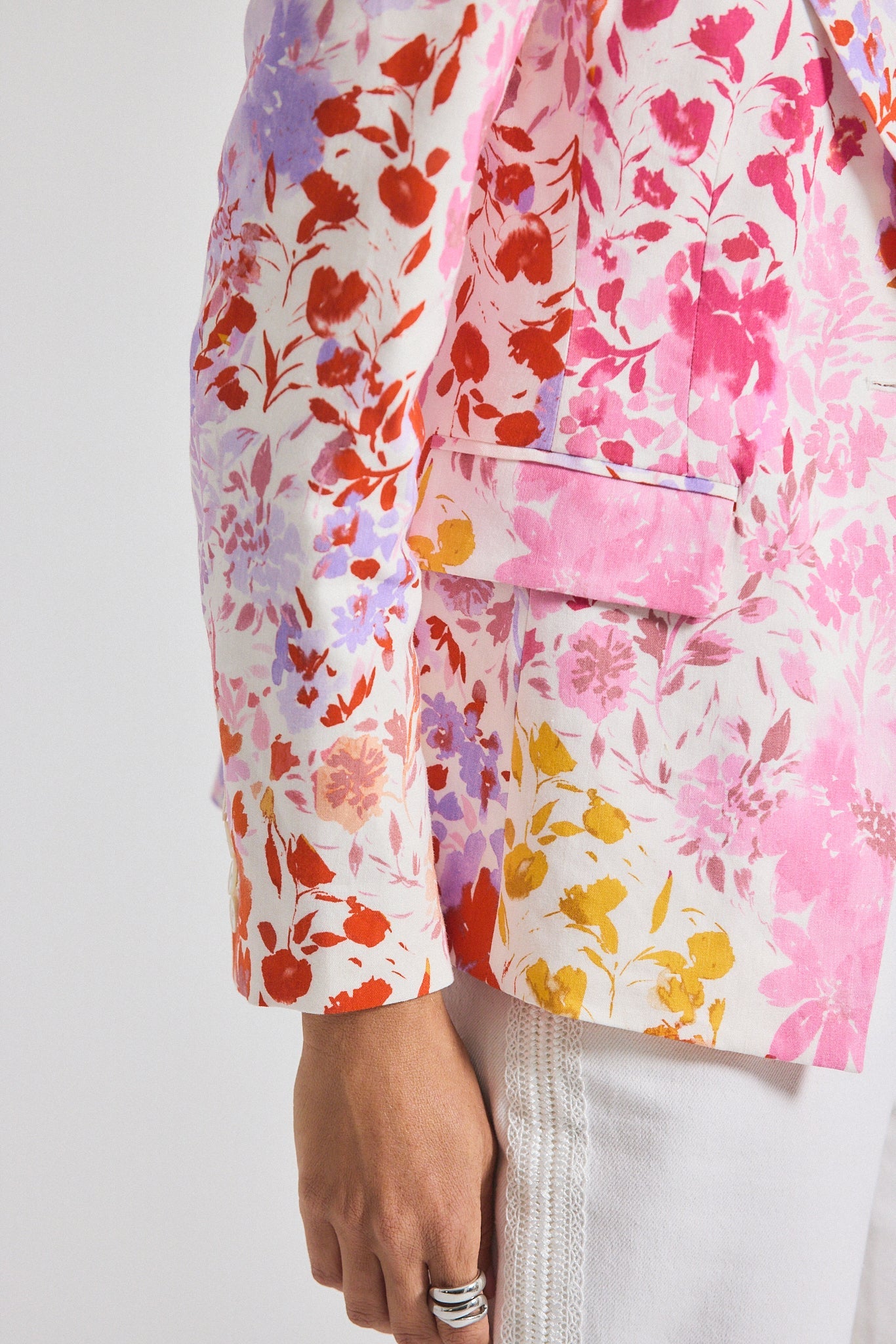 Irina Floral Printed Stretch Linen Blazer - Rose Multi