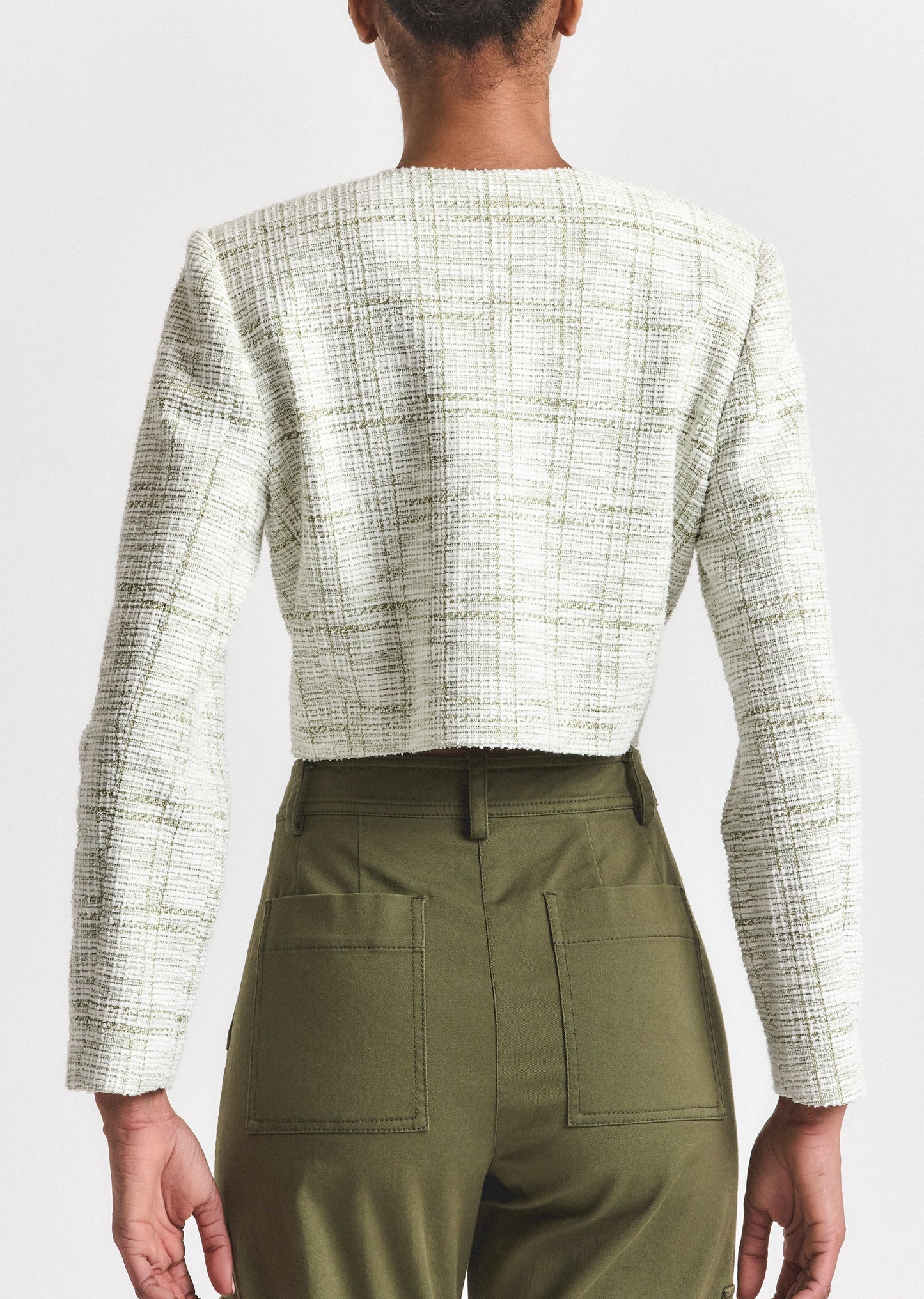 Juliette Tweed Jacket - Soft Sage-White