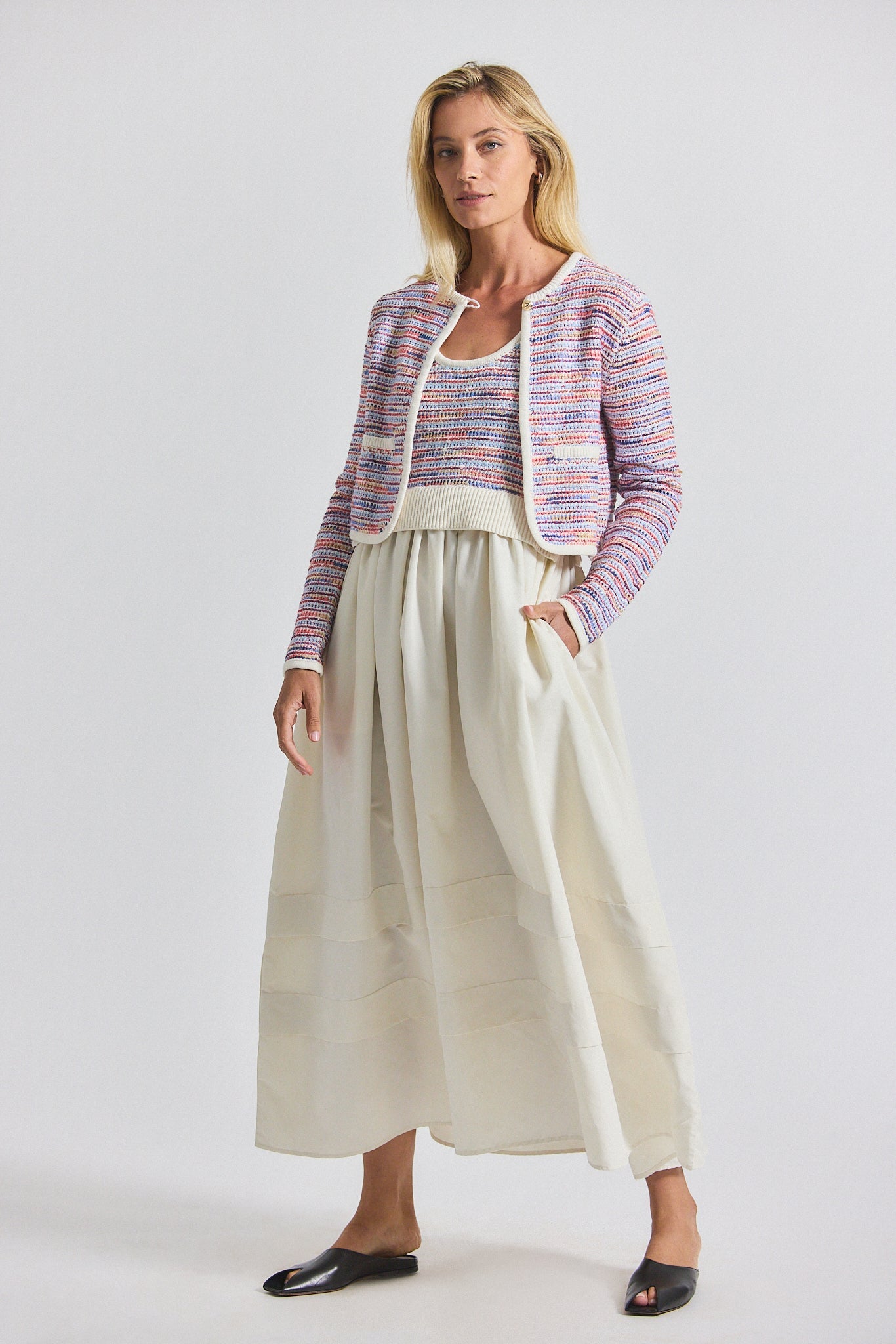 Loewel Space Dyed Knit Mixed Media Dress - Raspberry Multi