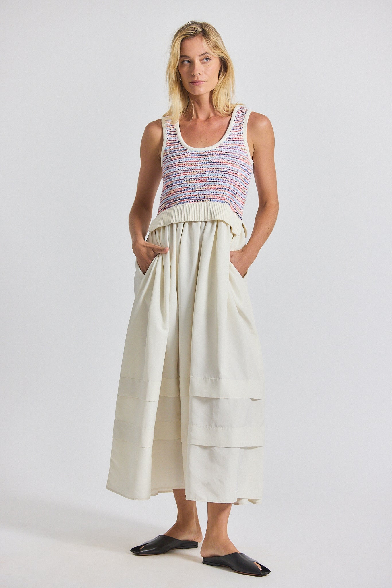 Loewel Space Dyed Knit Mixed Media Dress - Raspberry Multi