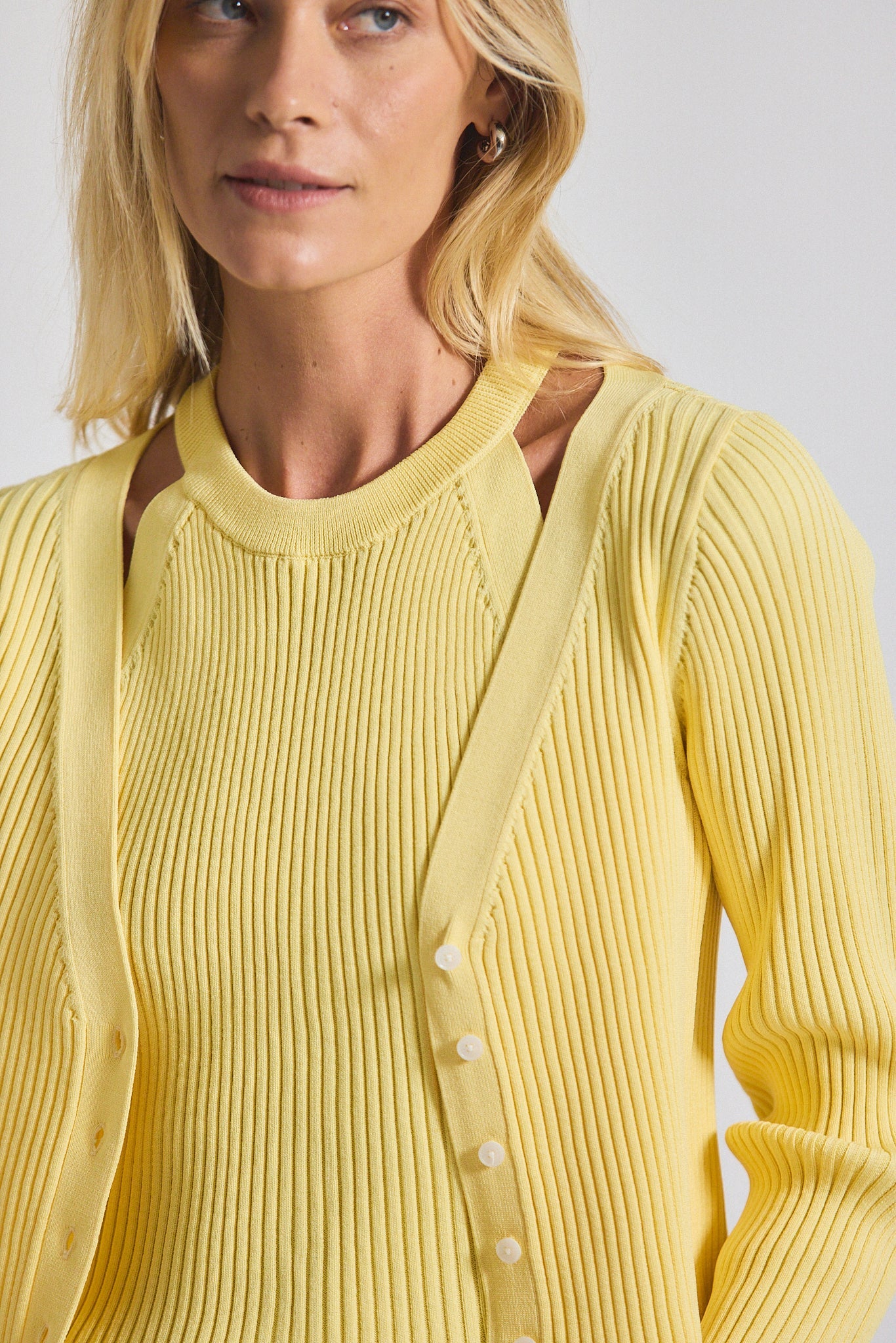 Lonnie Viscose Knit Layered Cardigan - Buttercup