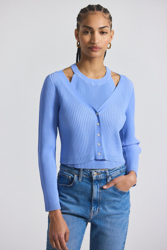 Lonnie Viscose Knit Layered Cardigan - Capri