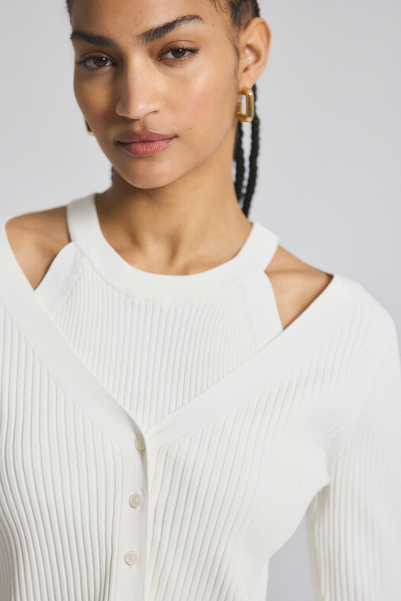 Lonnie Viscose Knit Layered Cardigan - White
