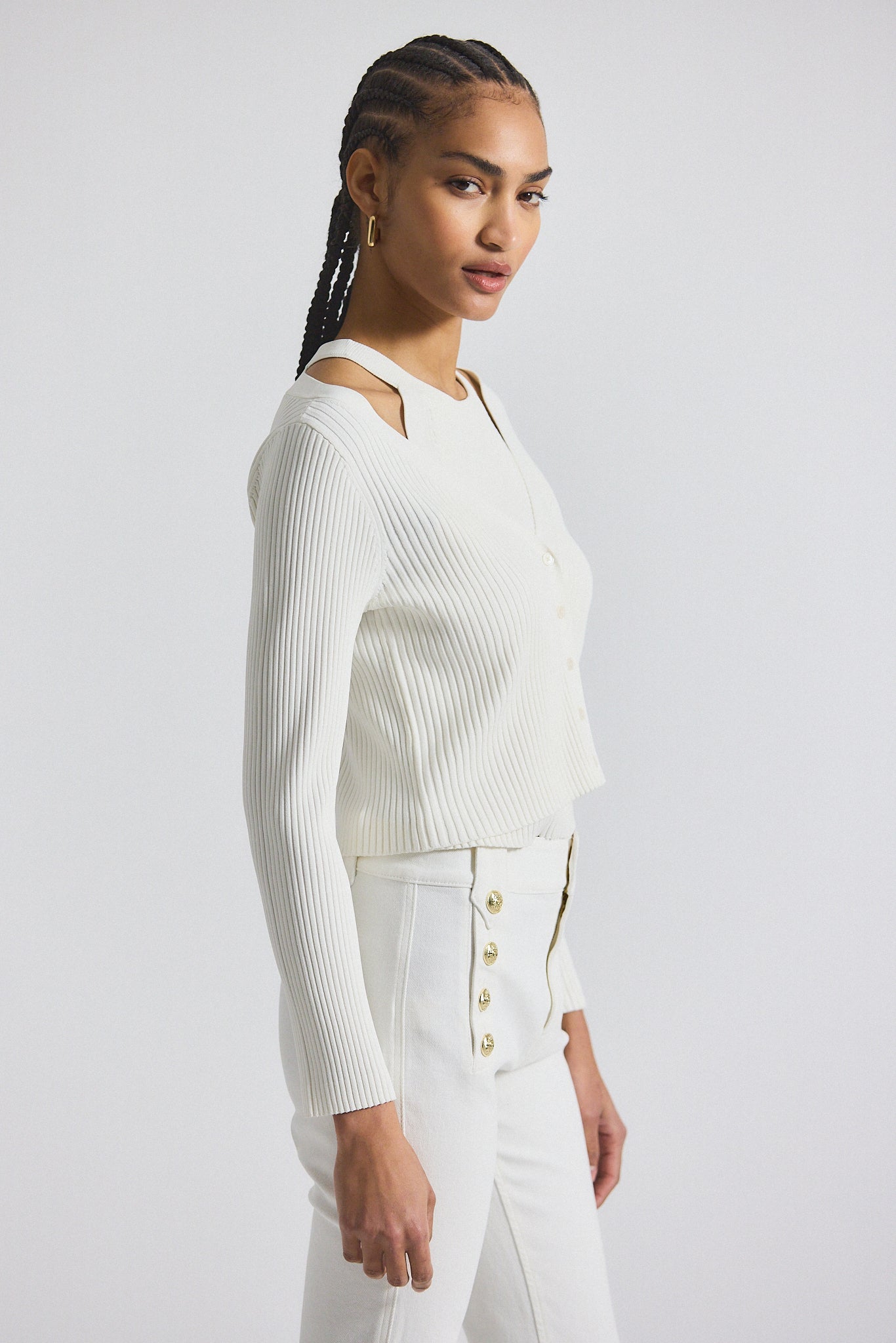 Lonnie Viscose Knit Layered Cardigan - White