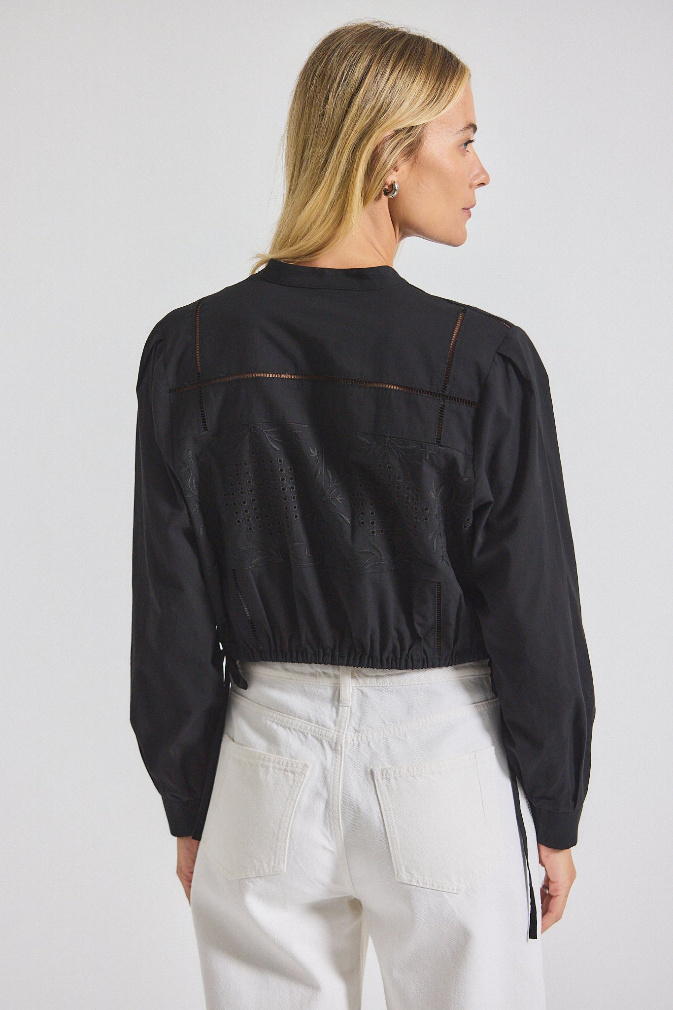 Malory Garden Tile Eyelet Blouse - Black