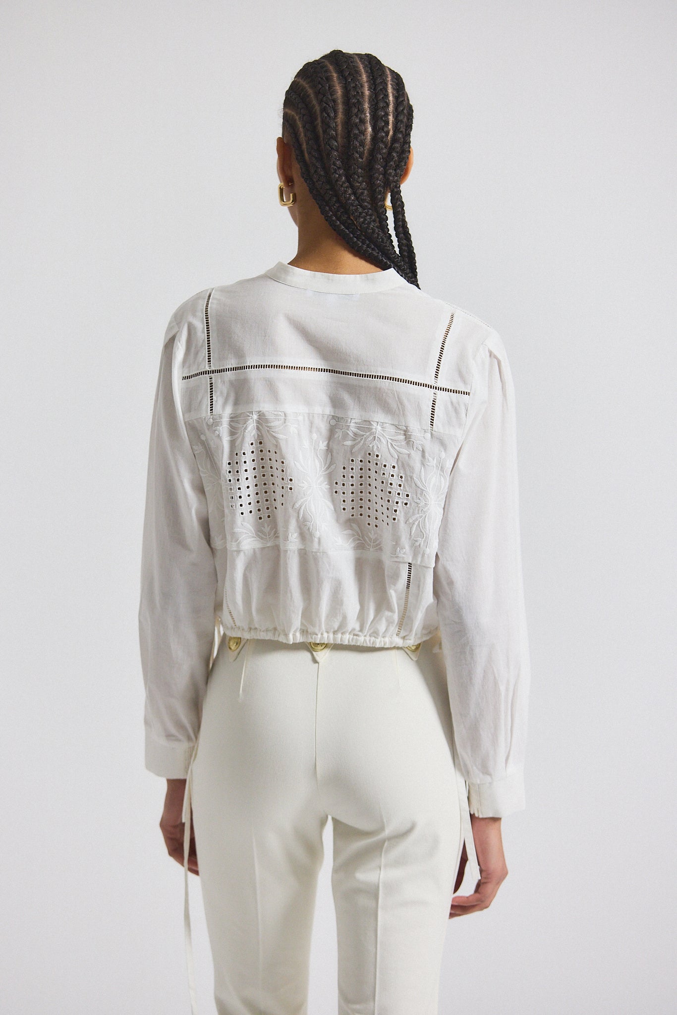 Malory Garden Tile Eyelet Blouse - White
