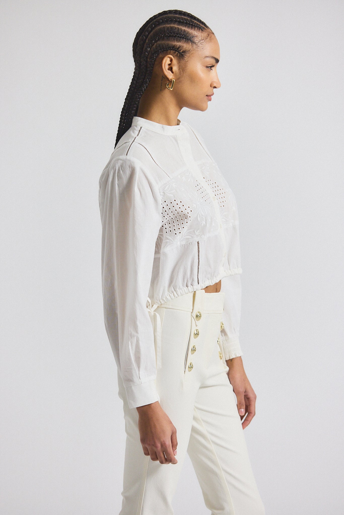 Malory Garden Tile Eyelet Blouse - White