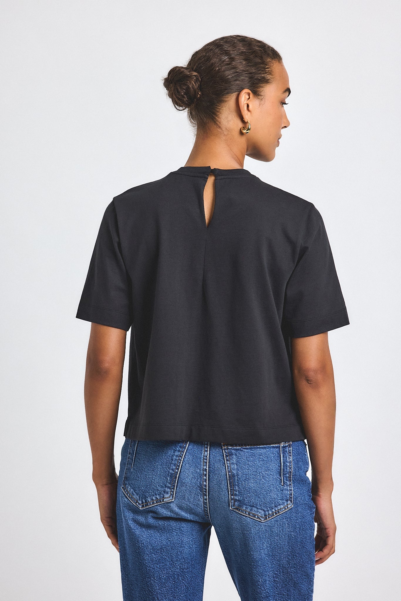 Miranda Cotton Jersey Boxy Tee - Black