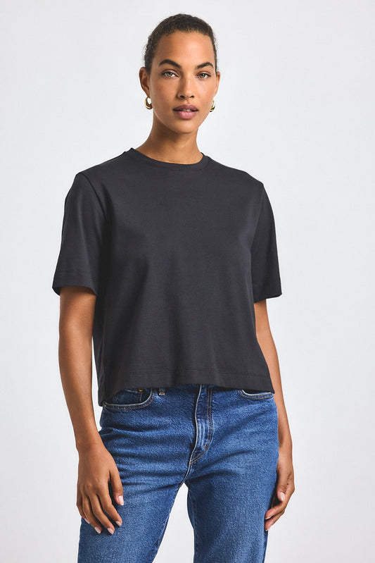 Miranda Cotton Jersey Boxy Tee - Black