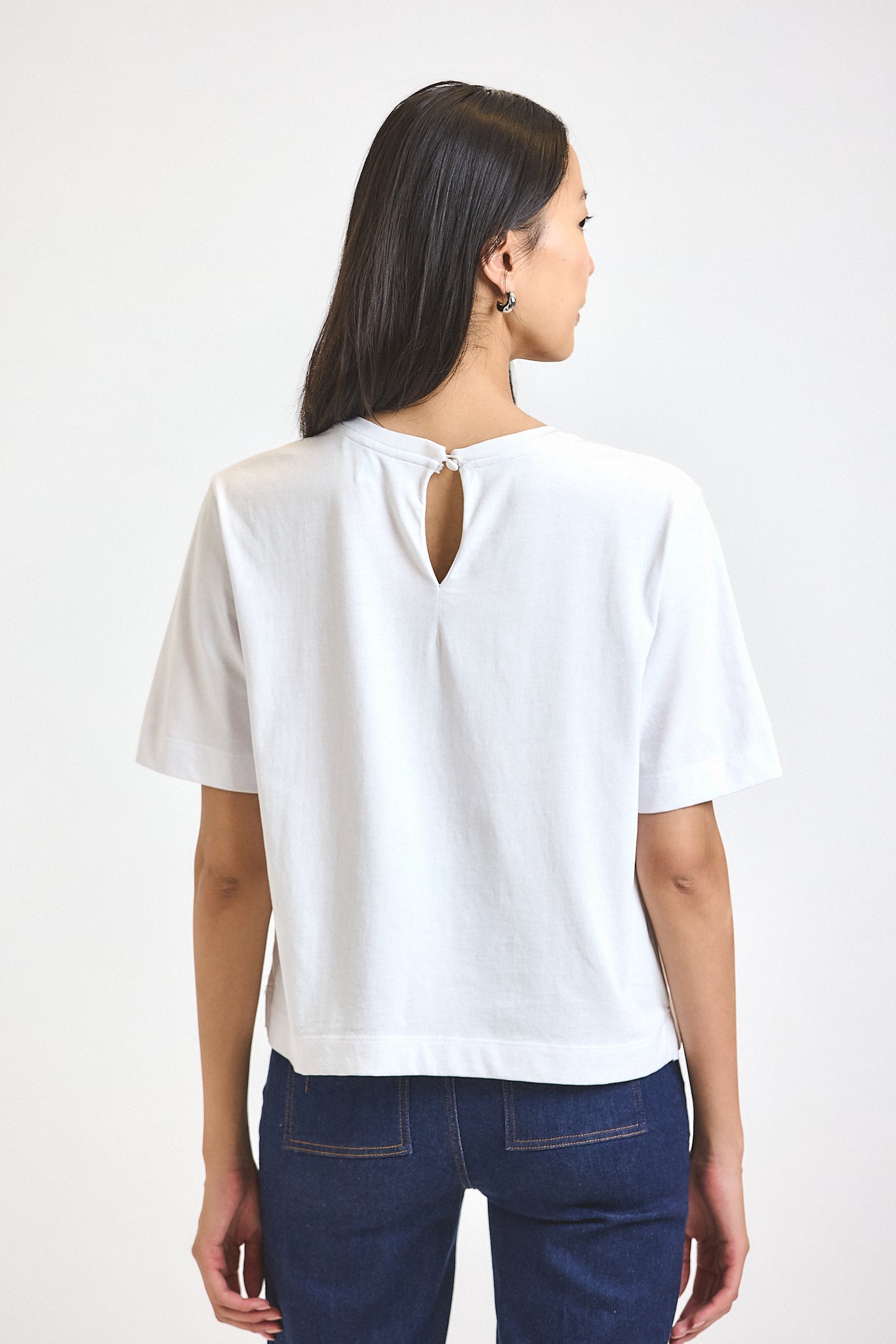 Miranda Cotton Jersey Boxy Tee - White