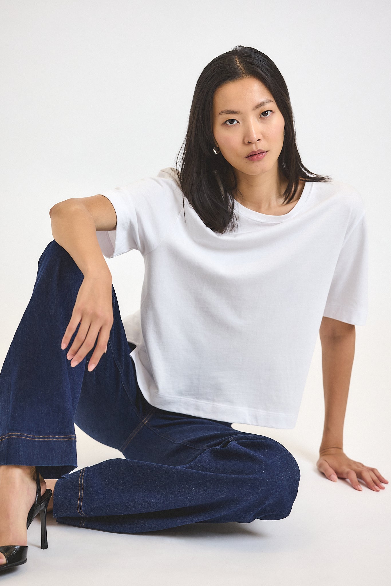 Miranda Cotton Jersey Boxy Tee - White