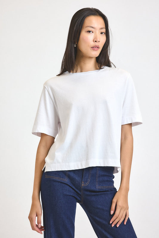 Miranda Cotton Jersey Boxy Tee - White