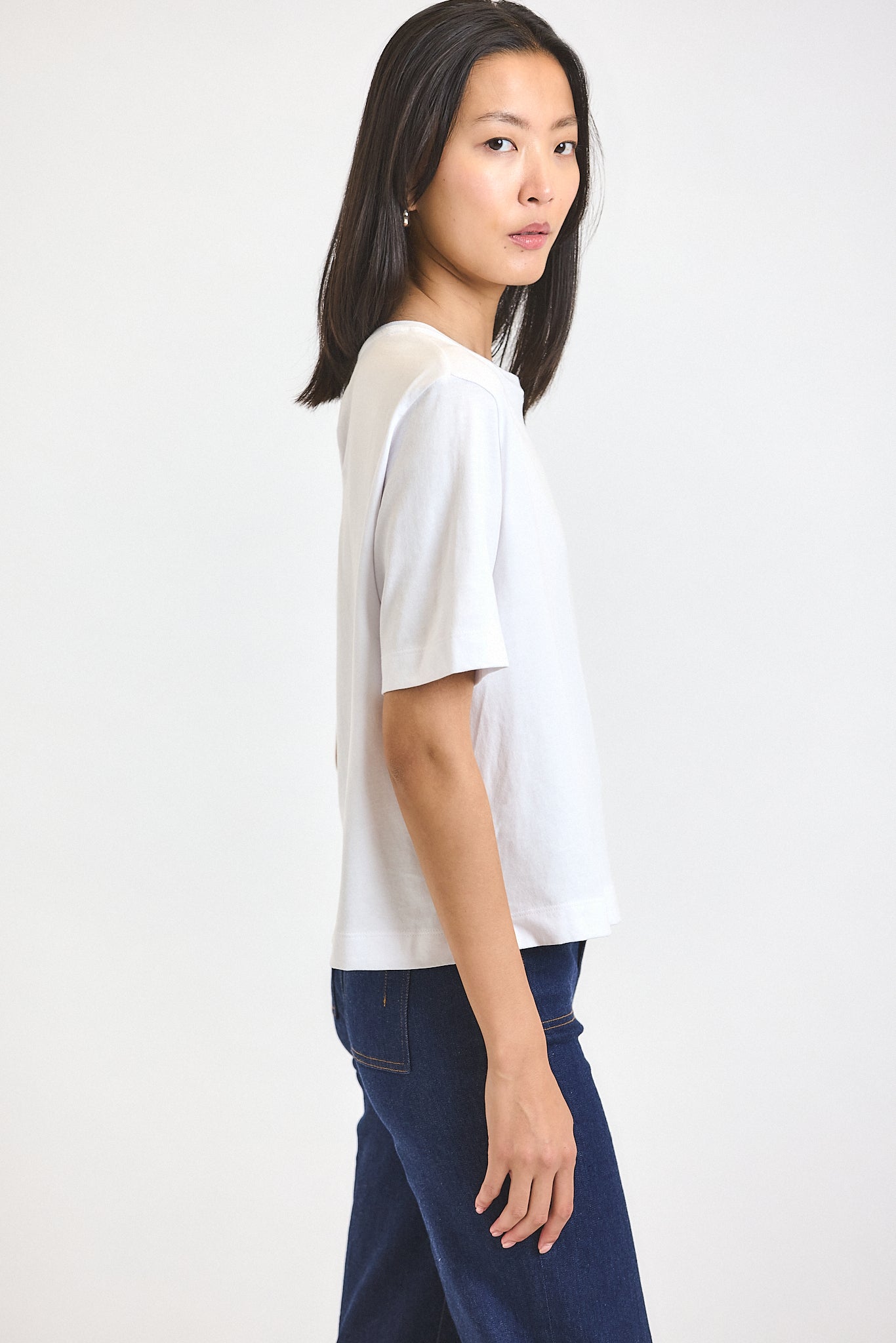 Miranda Cotton Jersey Boxy Tee - White