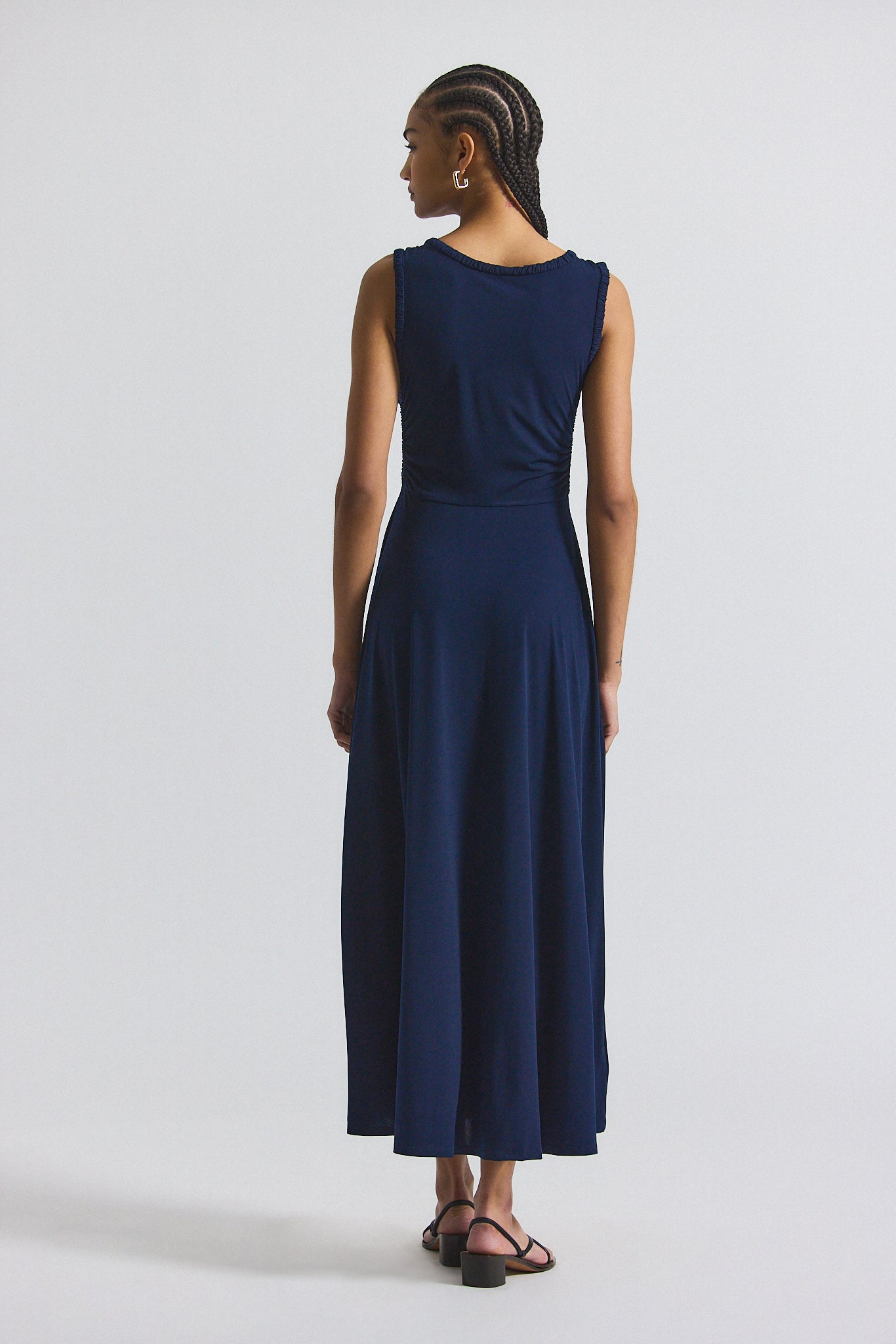 Misha Matte Jersey Ruched Dress - Navy