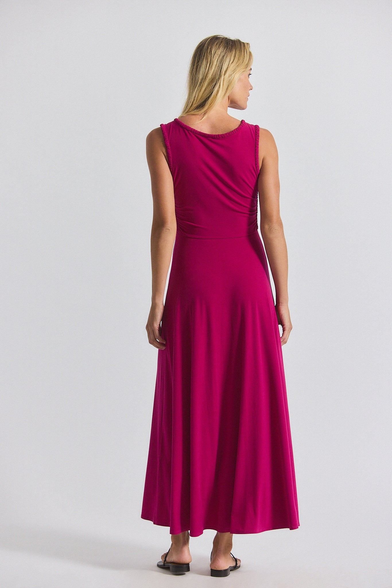 Misha Matte Jersey Ruched Dress - Raspberry