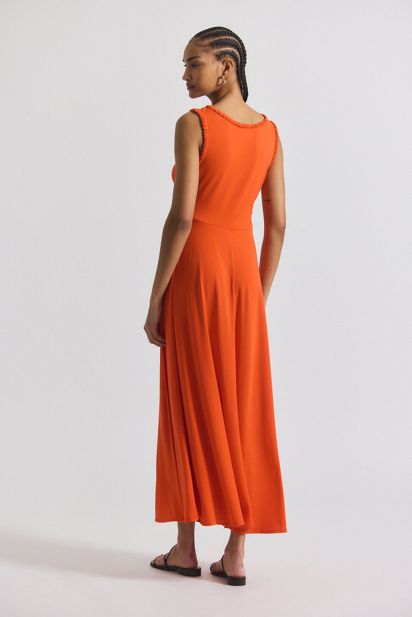 Misha Matte Jersey Ruched Dress - Tangerine