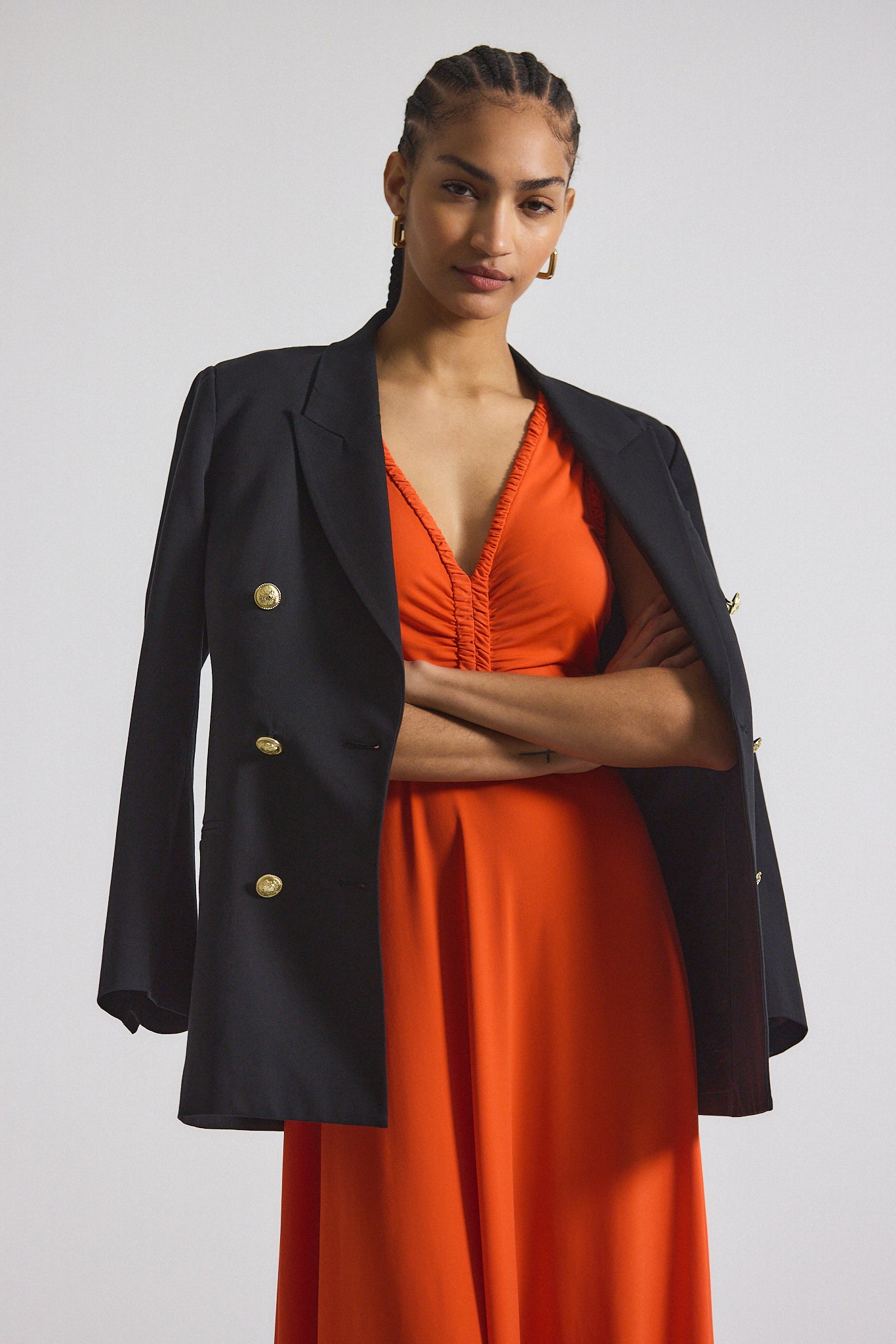 Misha Matte Jersey Ruched Dress - Tangerine