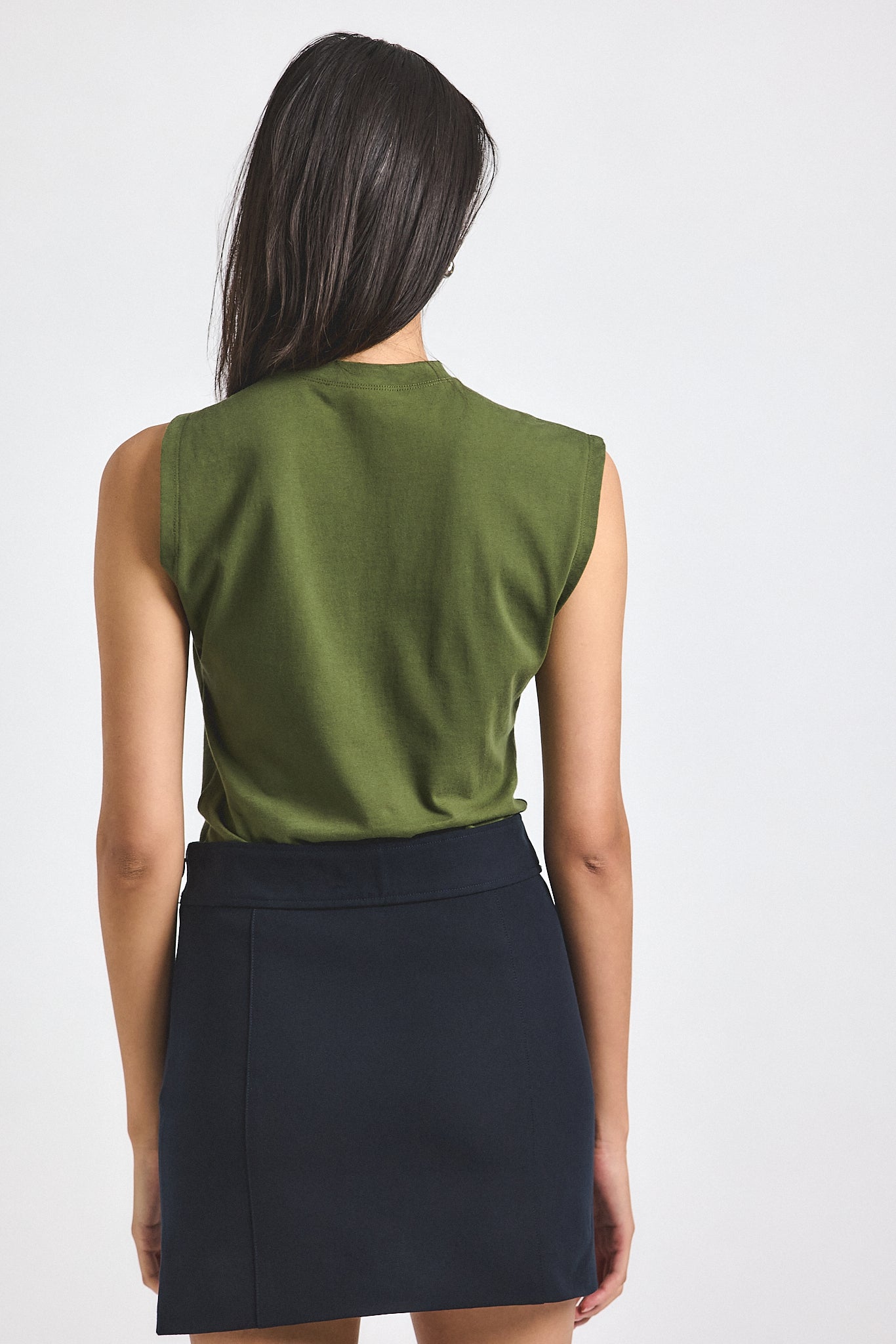 Nia Assymmetric Embellished Twist Tee - Fatigue