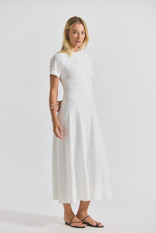 Olympia Ruched Front Maxi Dress - White