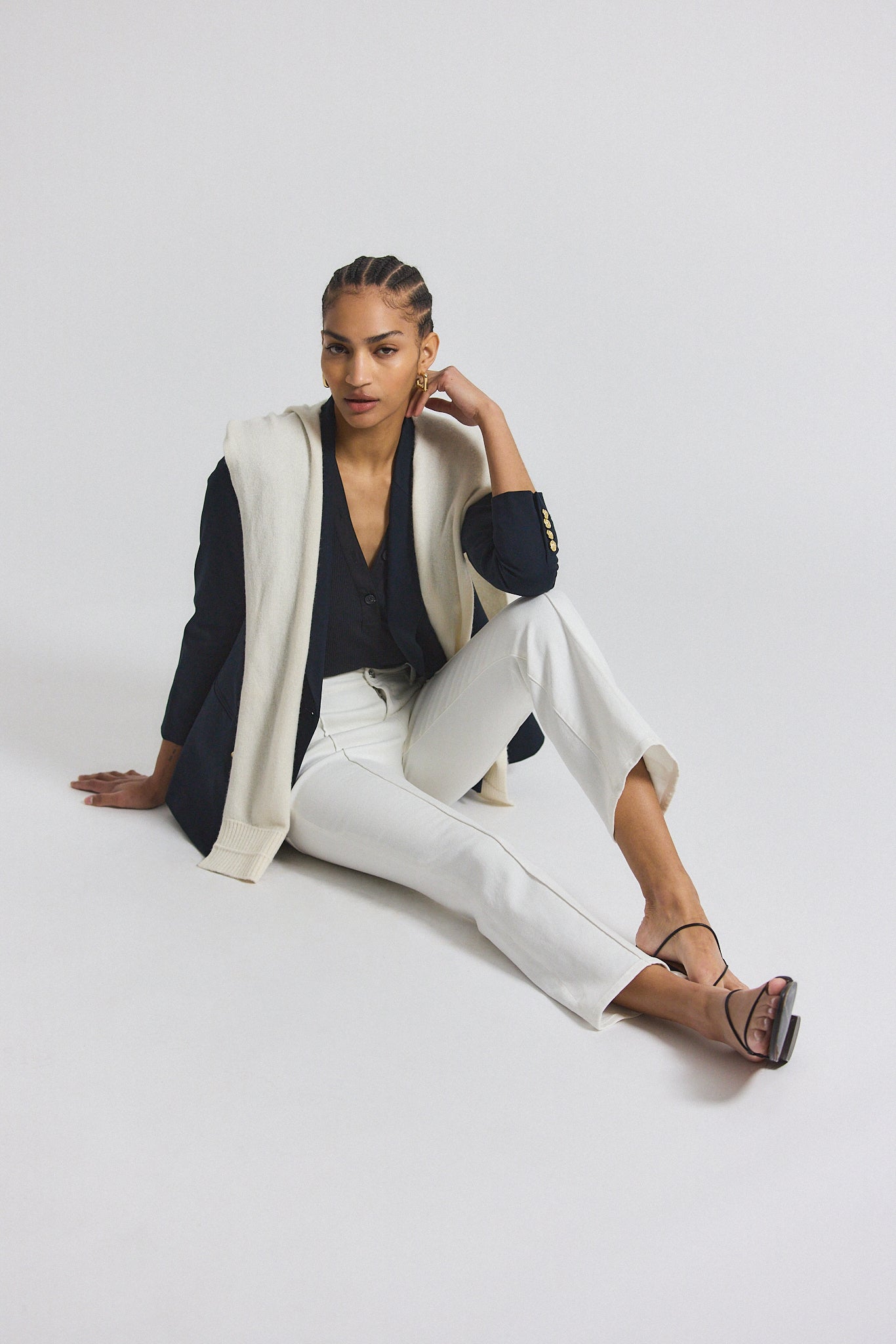 Perce Comfort Stretch Cropped Jean With Pintuck - Blanc de Blanc