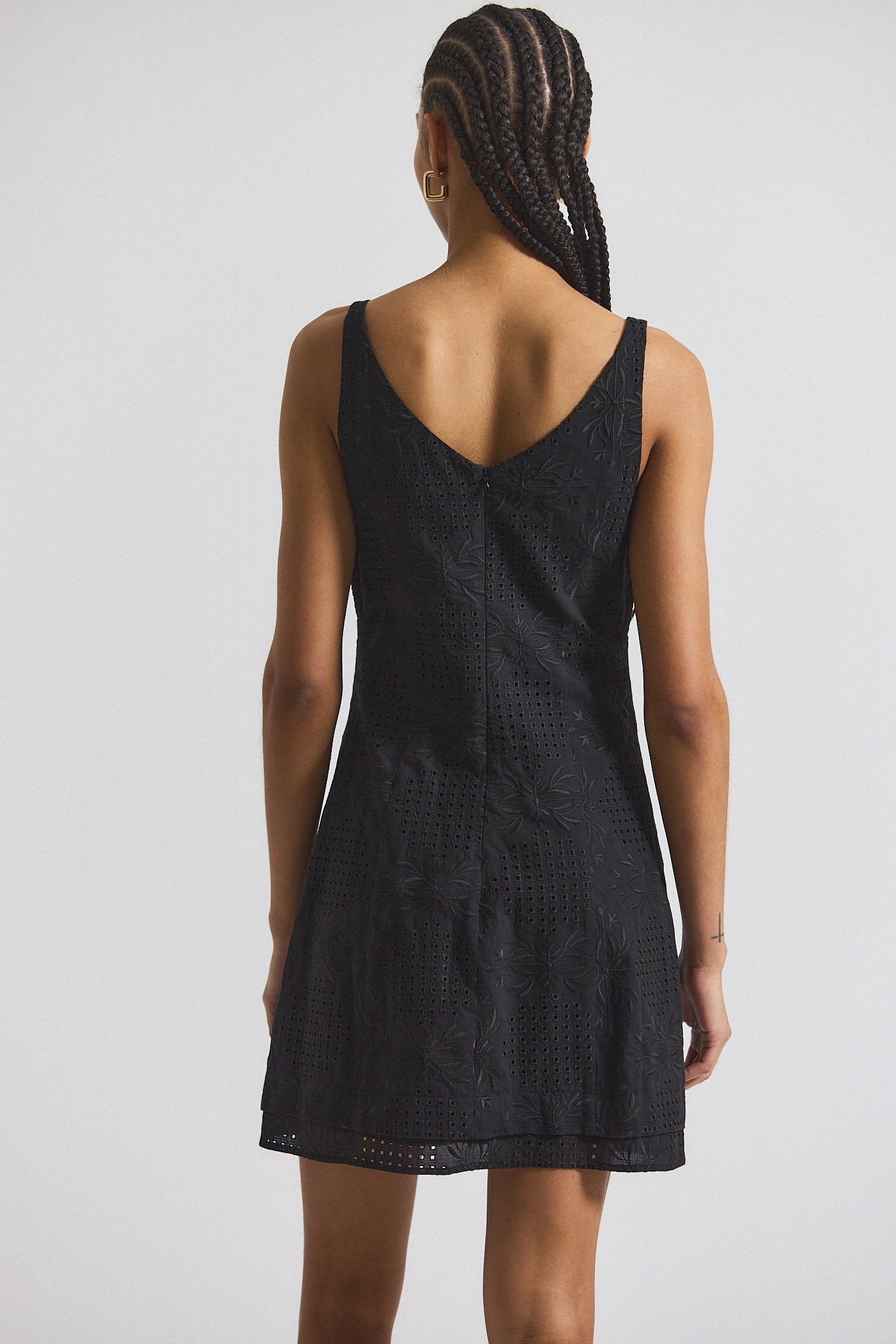 Saige Garden Tile Eyelet Mini Dress - Black