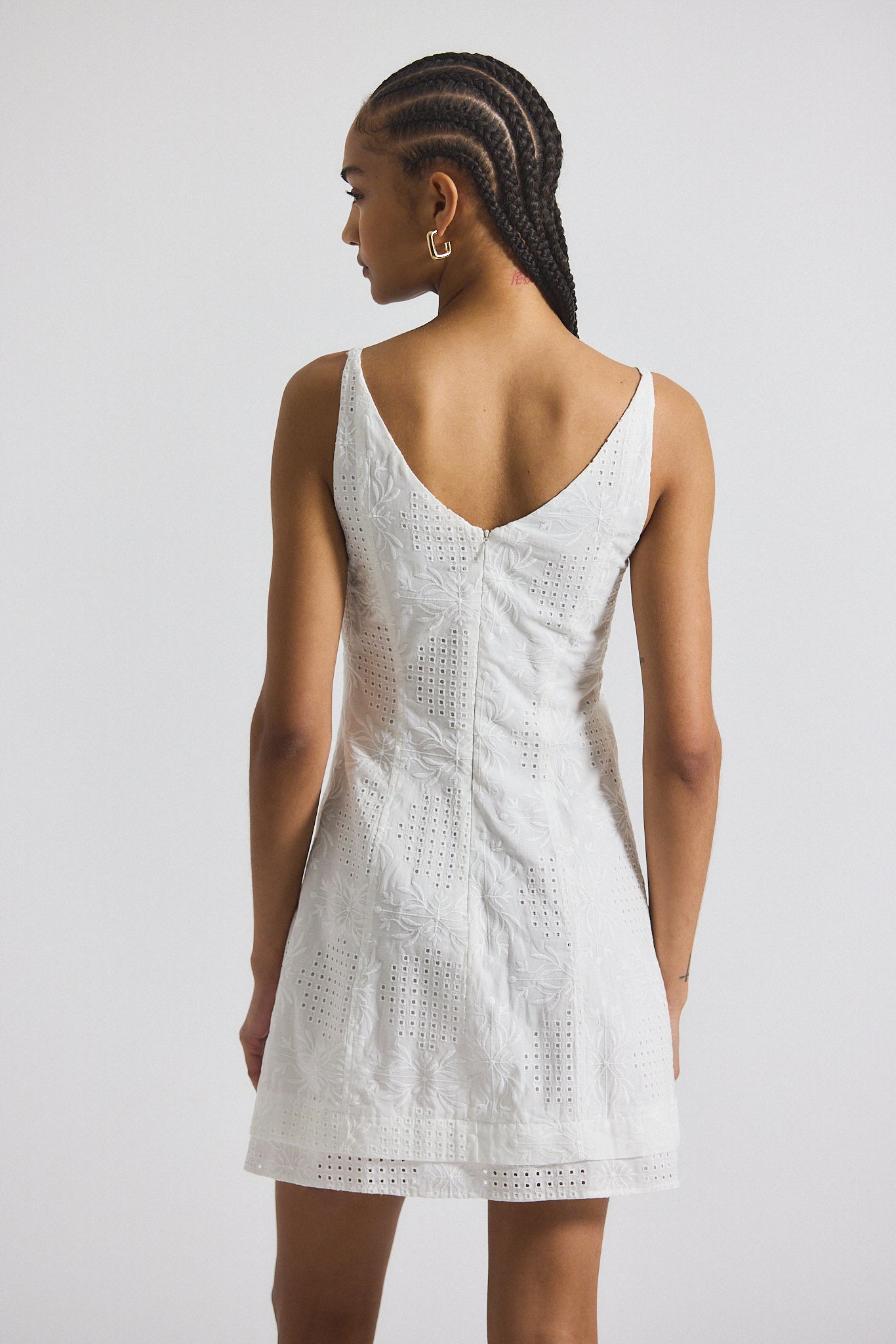 Saige Garden Tile Eyelet Mini Dress - White