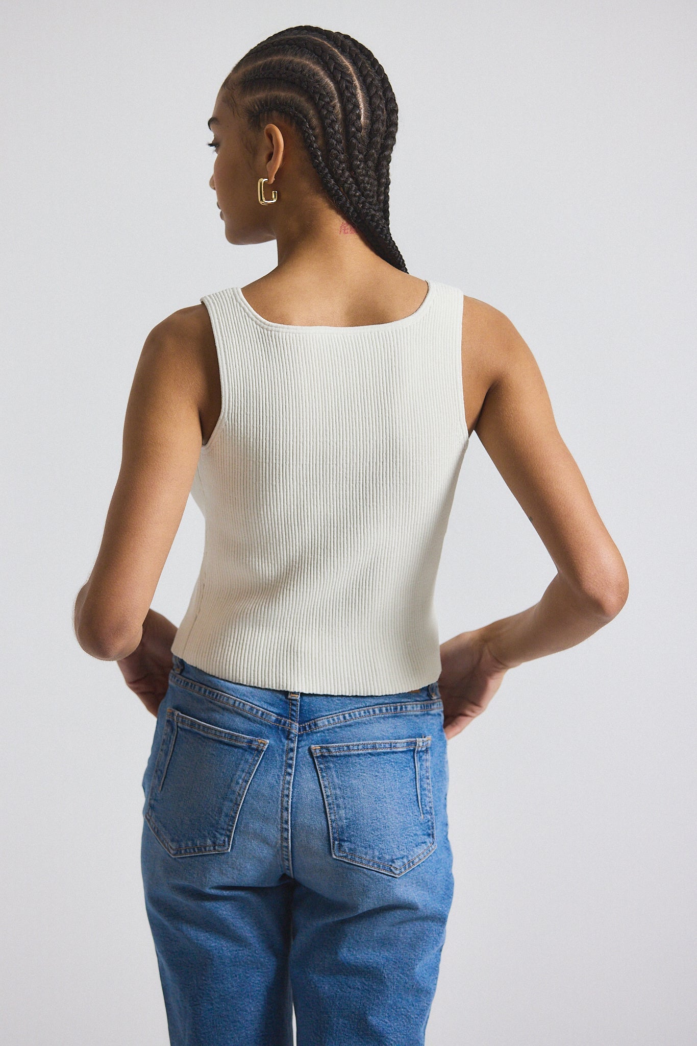 Sain Rib Knit Sweater Tank - Blanc de Blanc