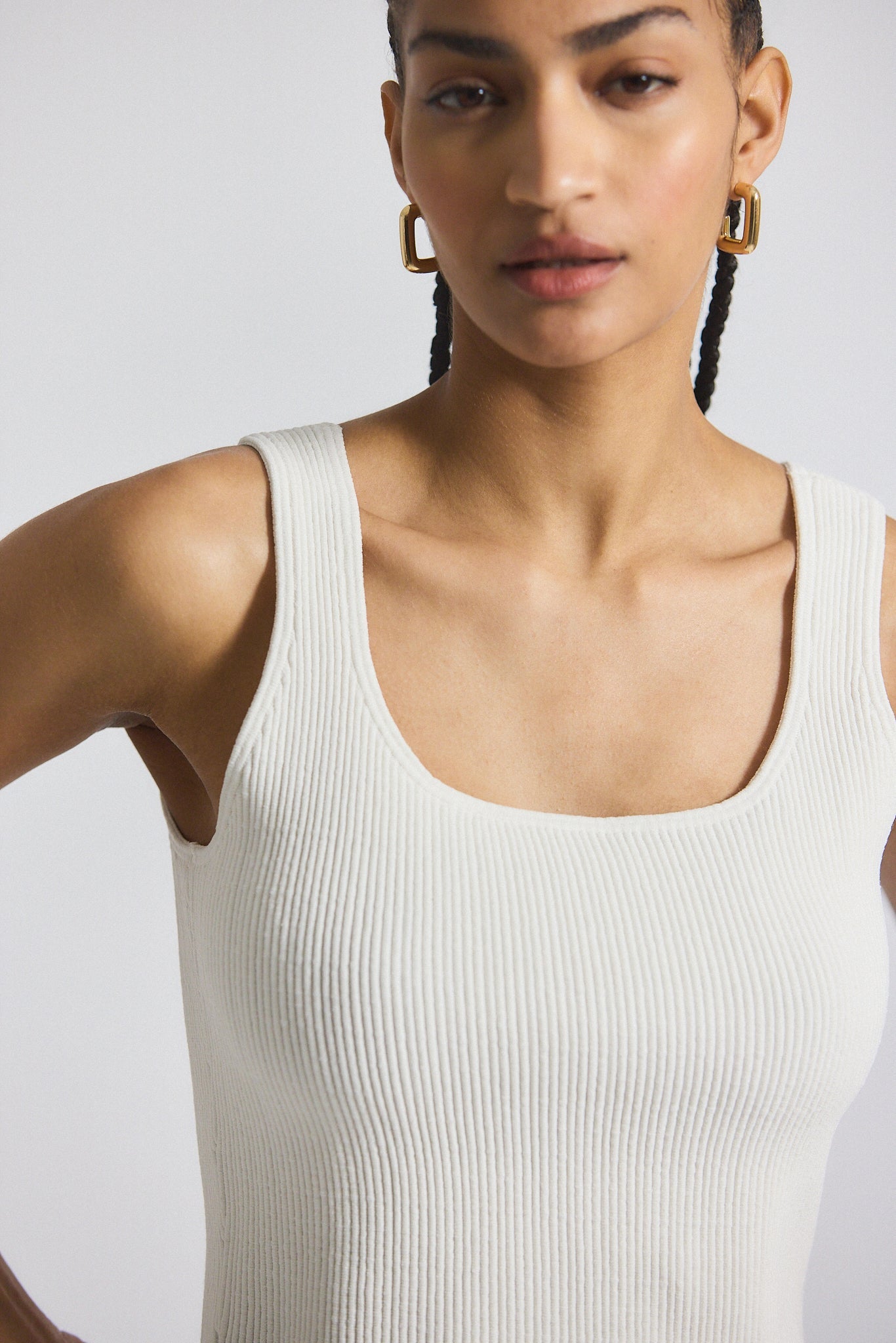Sain Rib Knit Sweater Tank - Blanc de Blanc