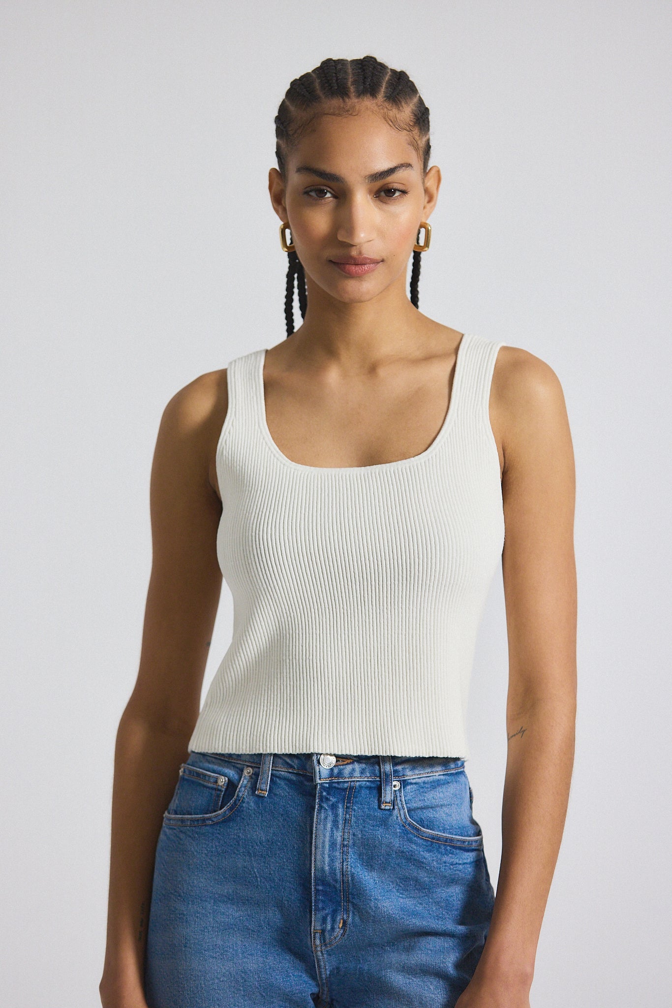 Sain Rib Knit Sweater Tank - Blanc de Blanc