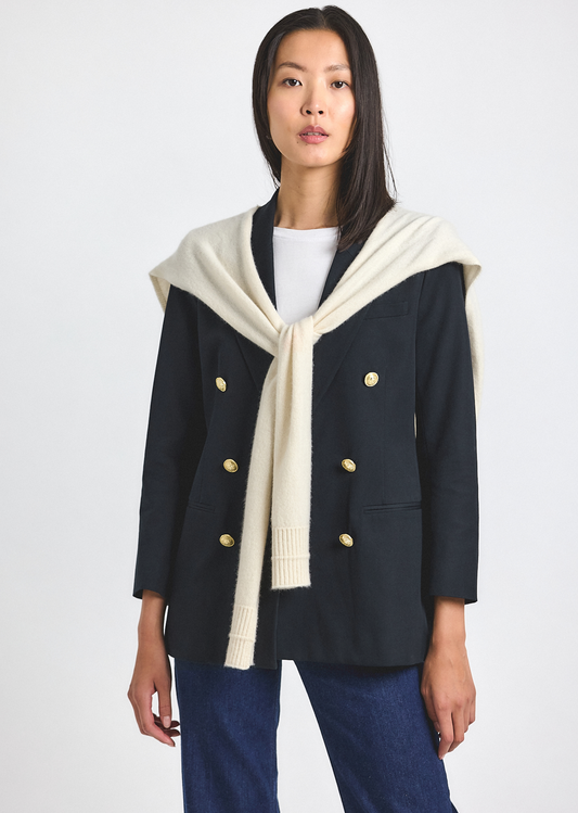 Walter Double Breasted Jacket with Shrug - Black-Chalk