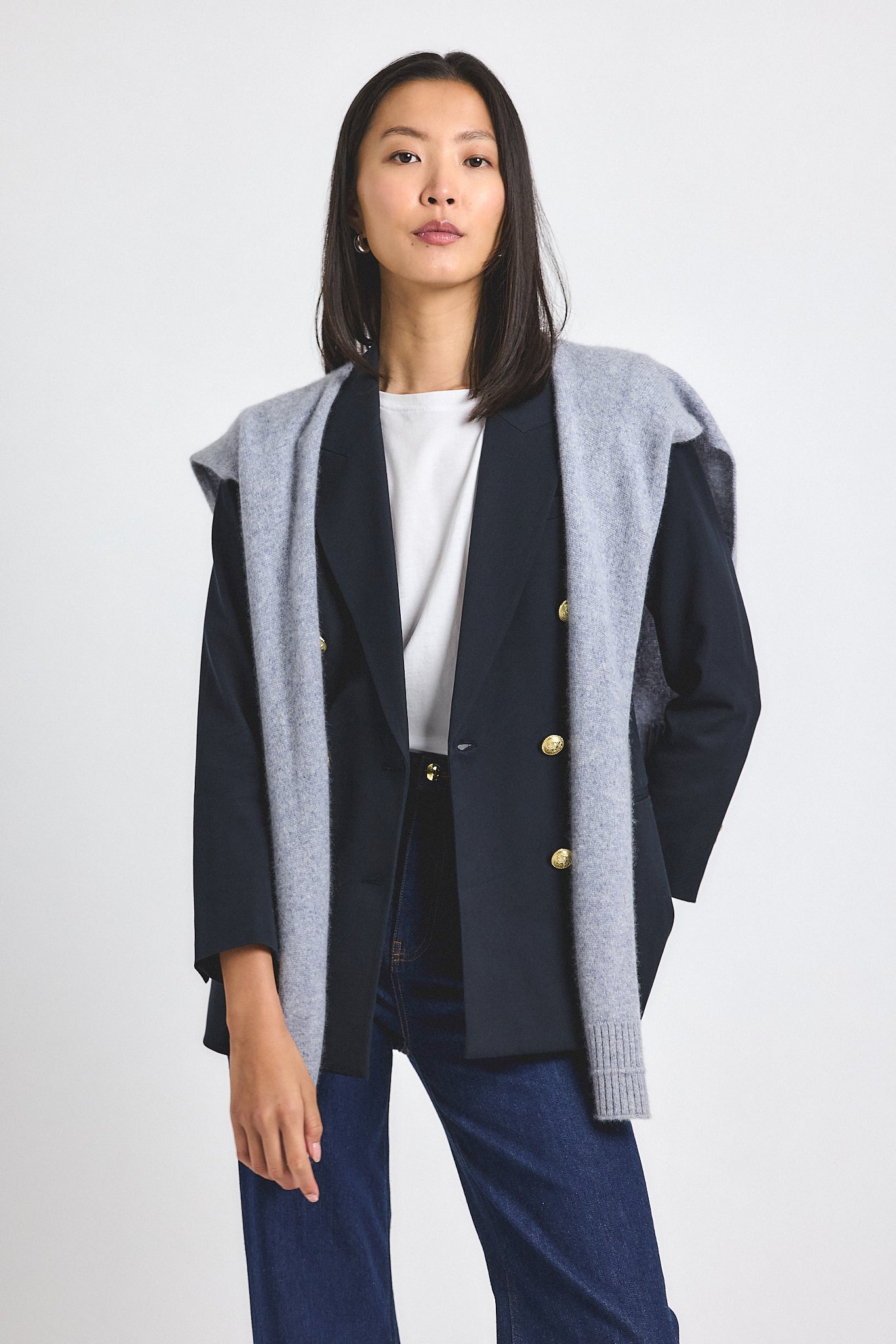 Walter Double Breasted Jacket with Shrug - Midnight-Vapour