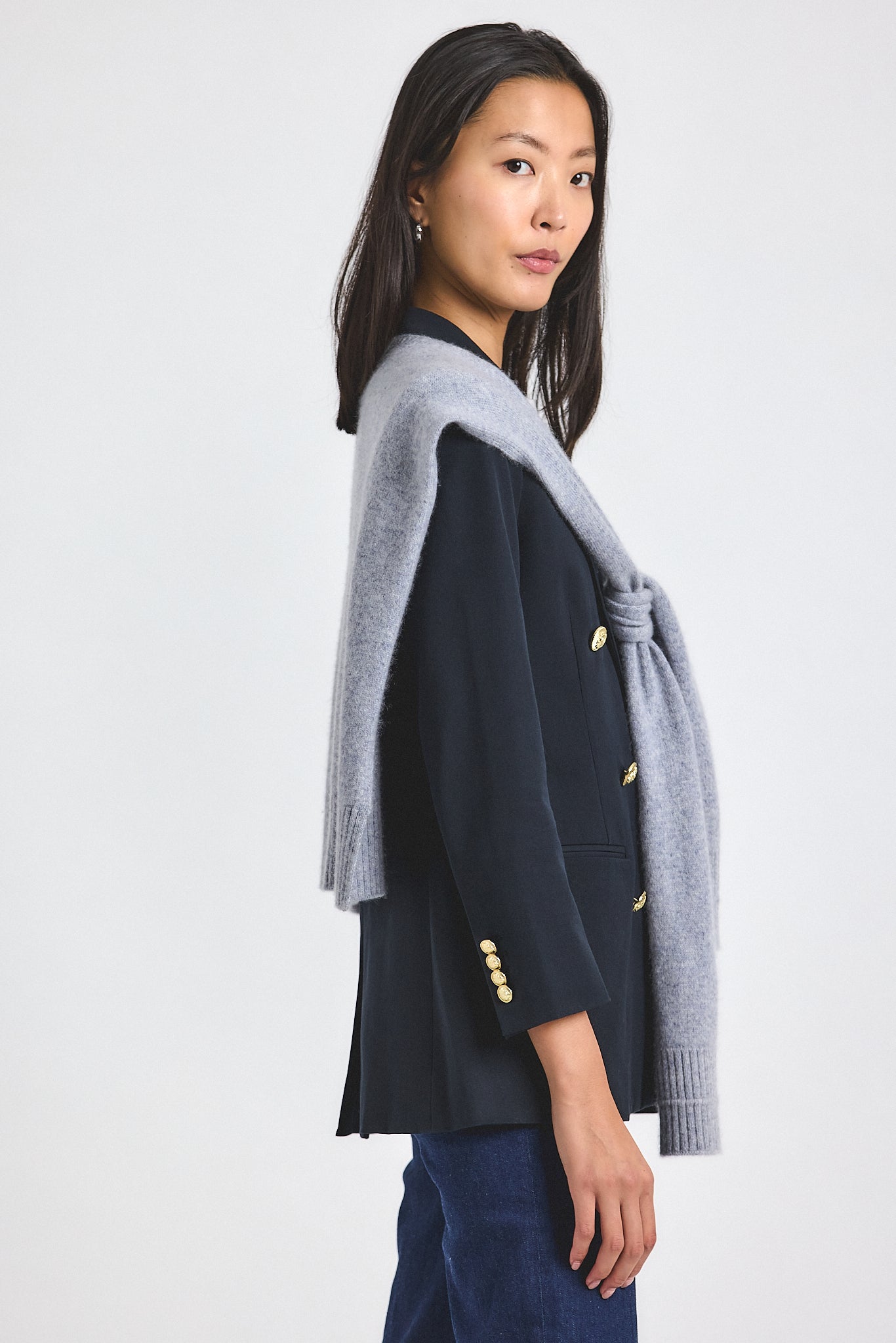 Walter Double Breasted Jacket with Shrug - Midnight-Vapour